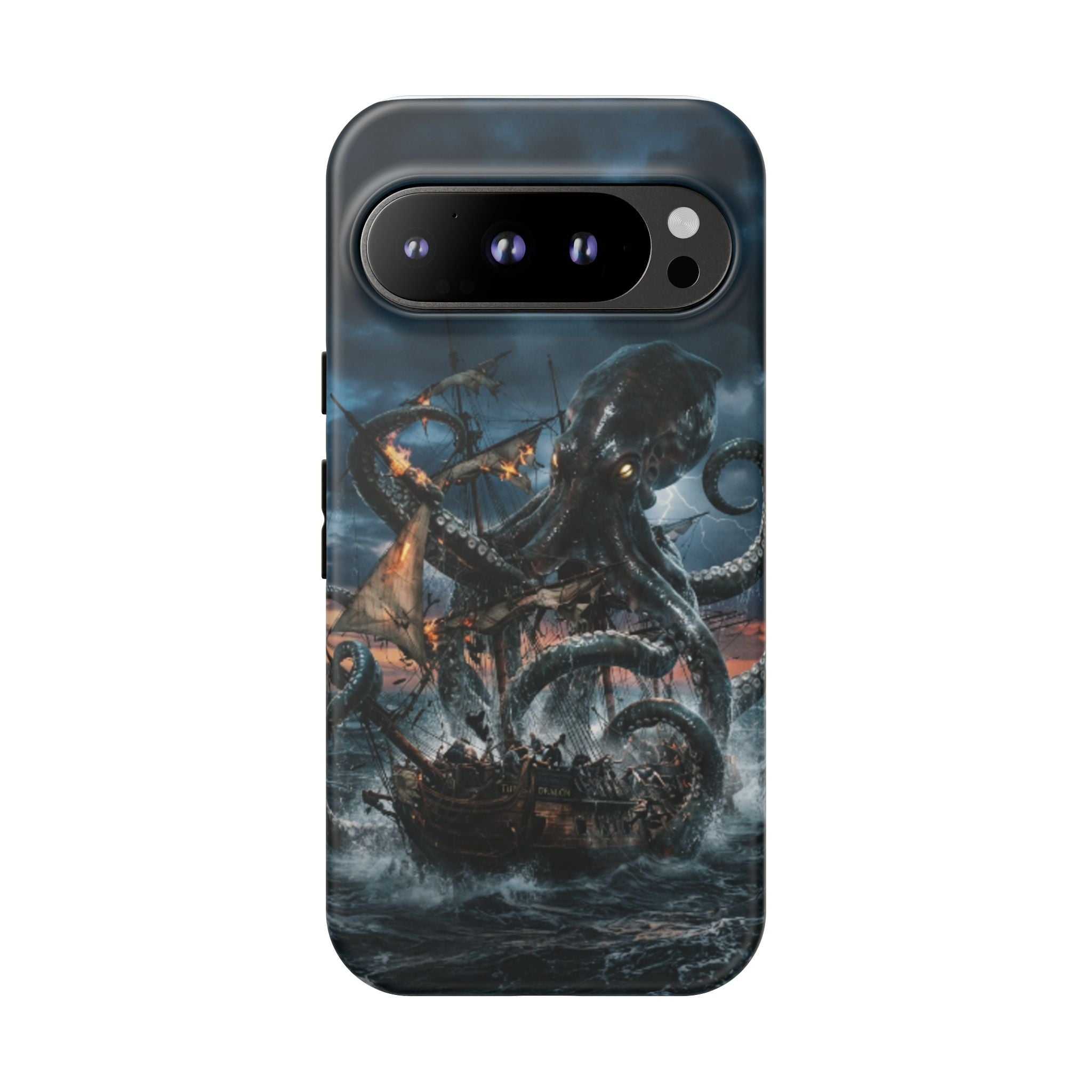 Kraken Sea Battle Phone Case — Ocean Monster Shipwreck Design