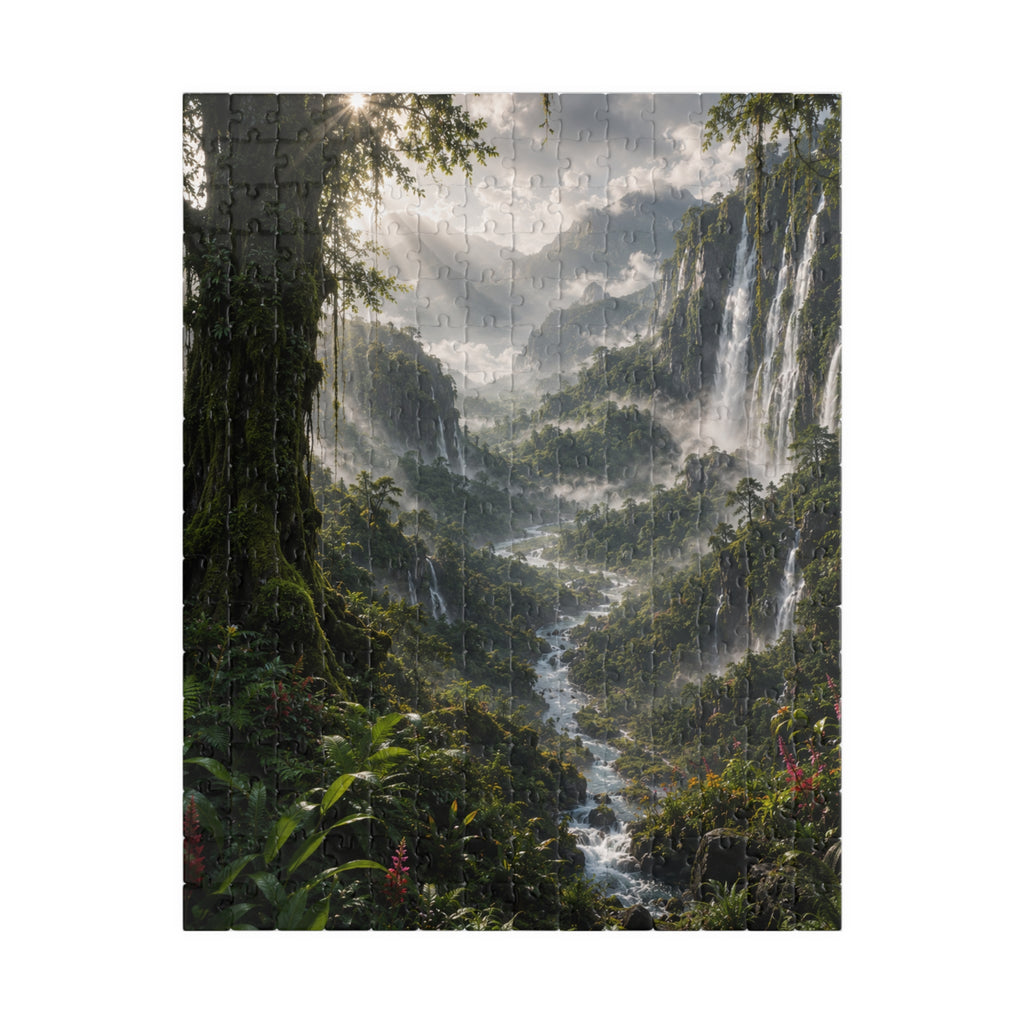 Mystic Waterfall Landscape Puzzle — Scenic Nature Jigsaw (110/252/520/1014 pc)