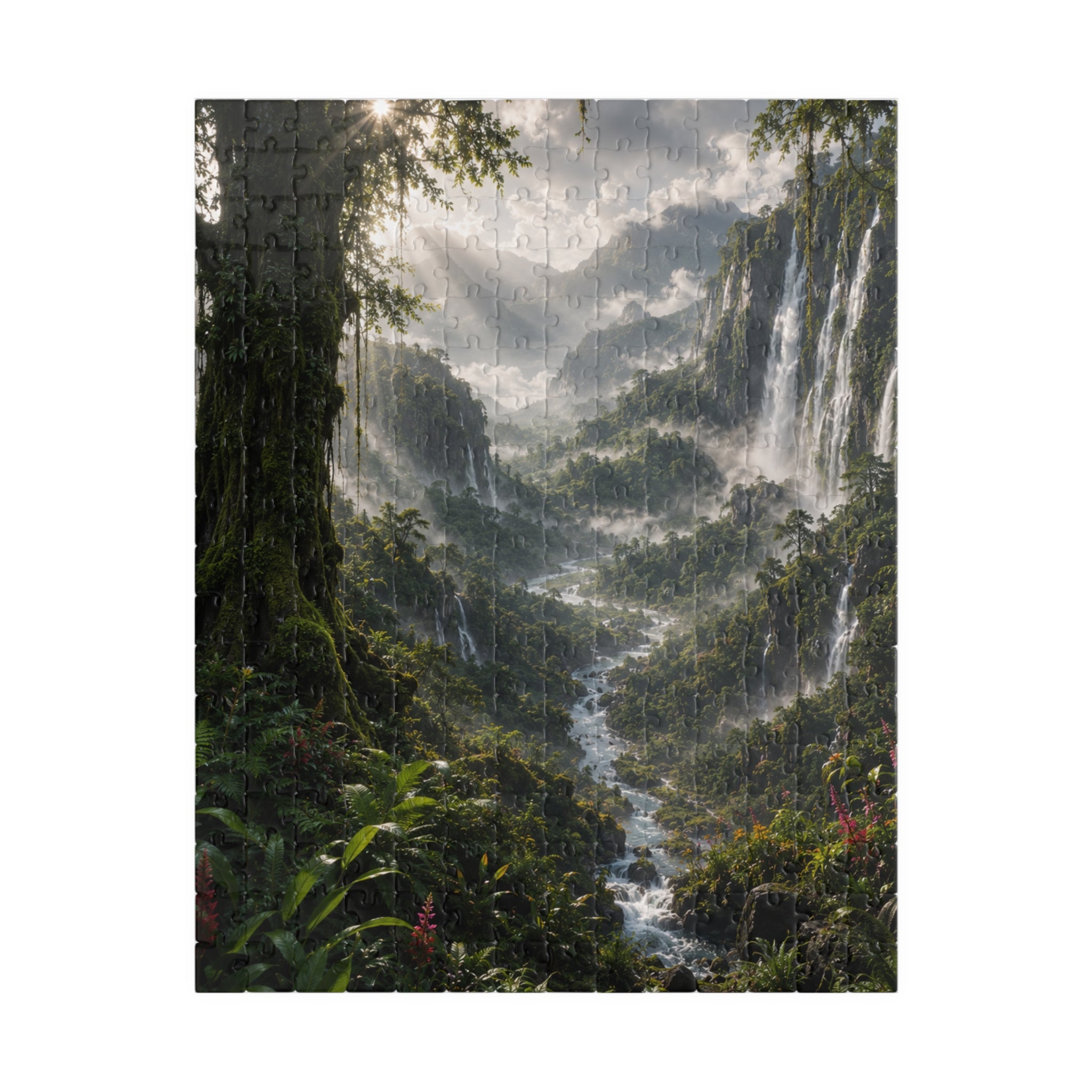 Mystic Waterfall Landscape Puzzle — Scenic Nature Jigsaw (110/252/520/1014 pc)