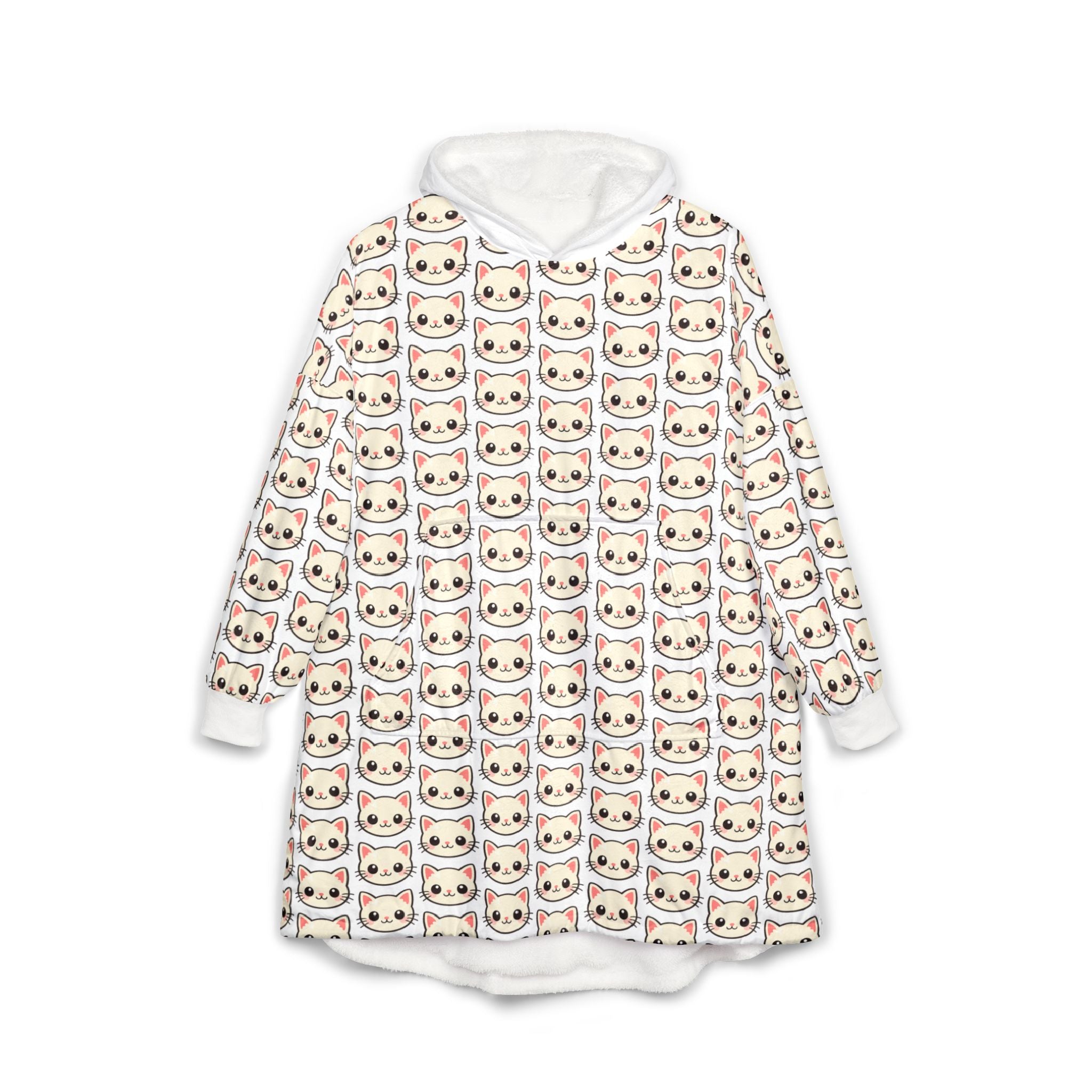 Cat Face Hooded Blanket — Cute Kawaii Kitty Wearable Throw