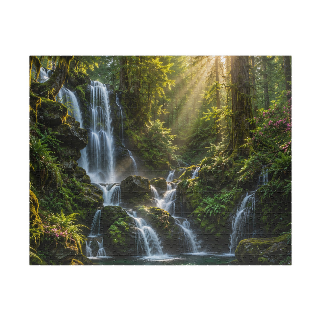 Enchanted Waterfall Forest Puzzle — Scenic Nature Jigsaw (110/252/520/1014 pcs)