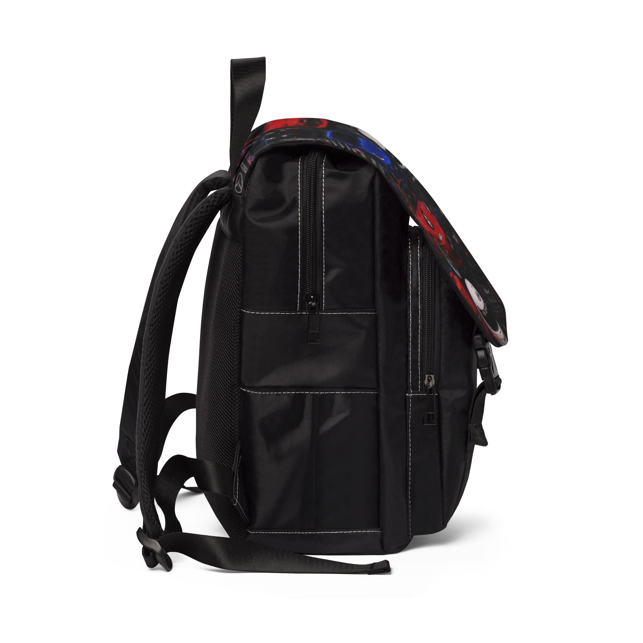 Sports Car Collage Shoulder Backpack — Racing Cars Print Shoulder Bag