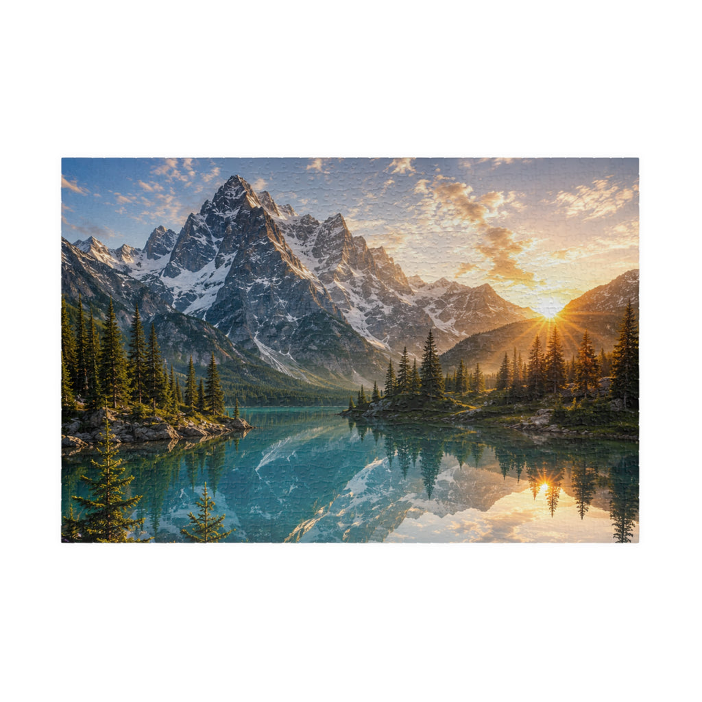 Mountain Lake Sunset Puzzle — Scenic Nature Jigsaw (110–1014 pcs)