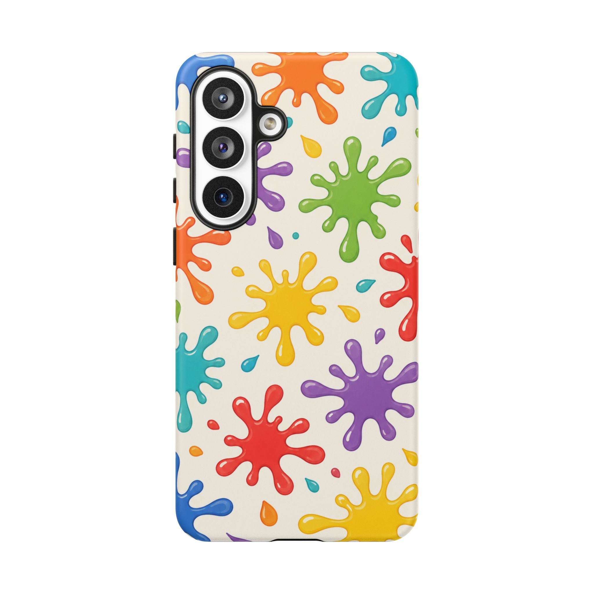 Colorful Paint Splat Phone Case — Protective Tough Case with Bright Rainbow Splatter Design