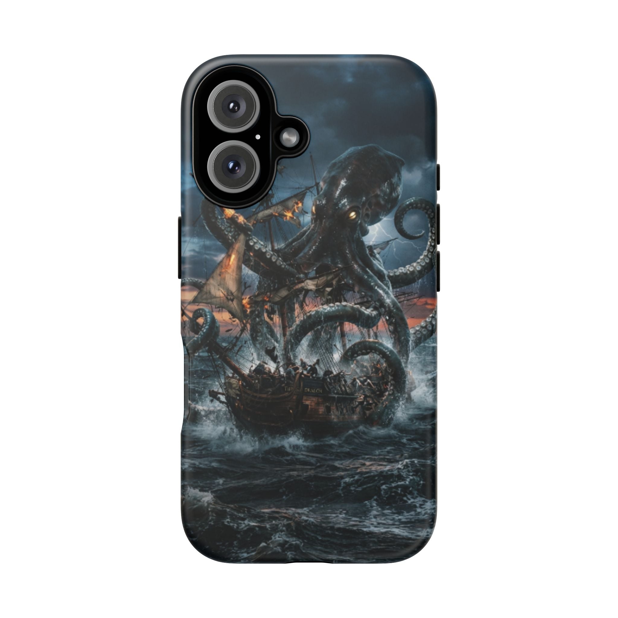 Kraken Sea Battle Phone Case — Ocean Monster Shipwreck Design
