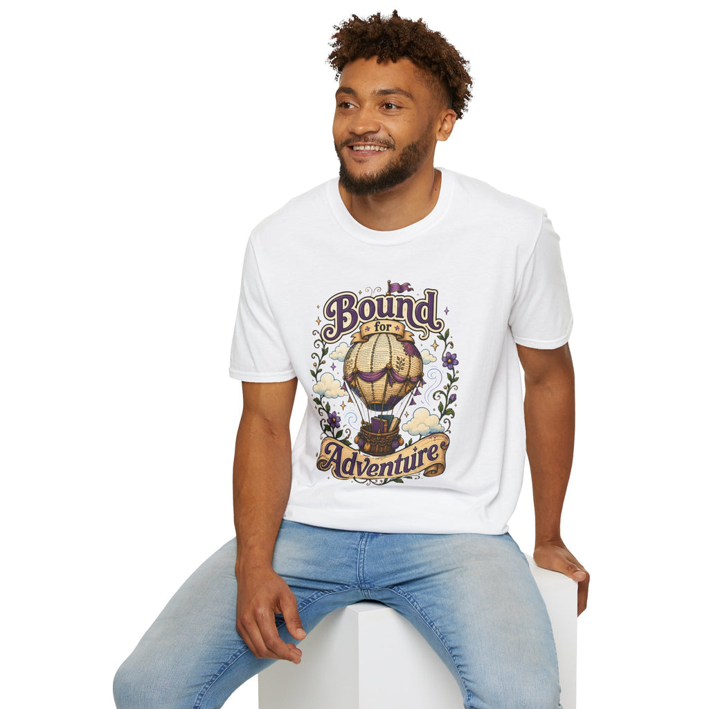Adventure T-Shirt — “Bound for Adventure” Hot Air Balloon Travel Tee
