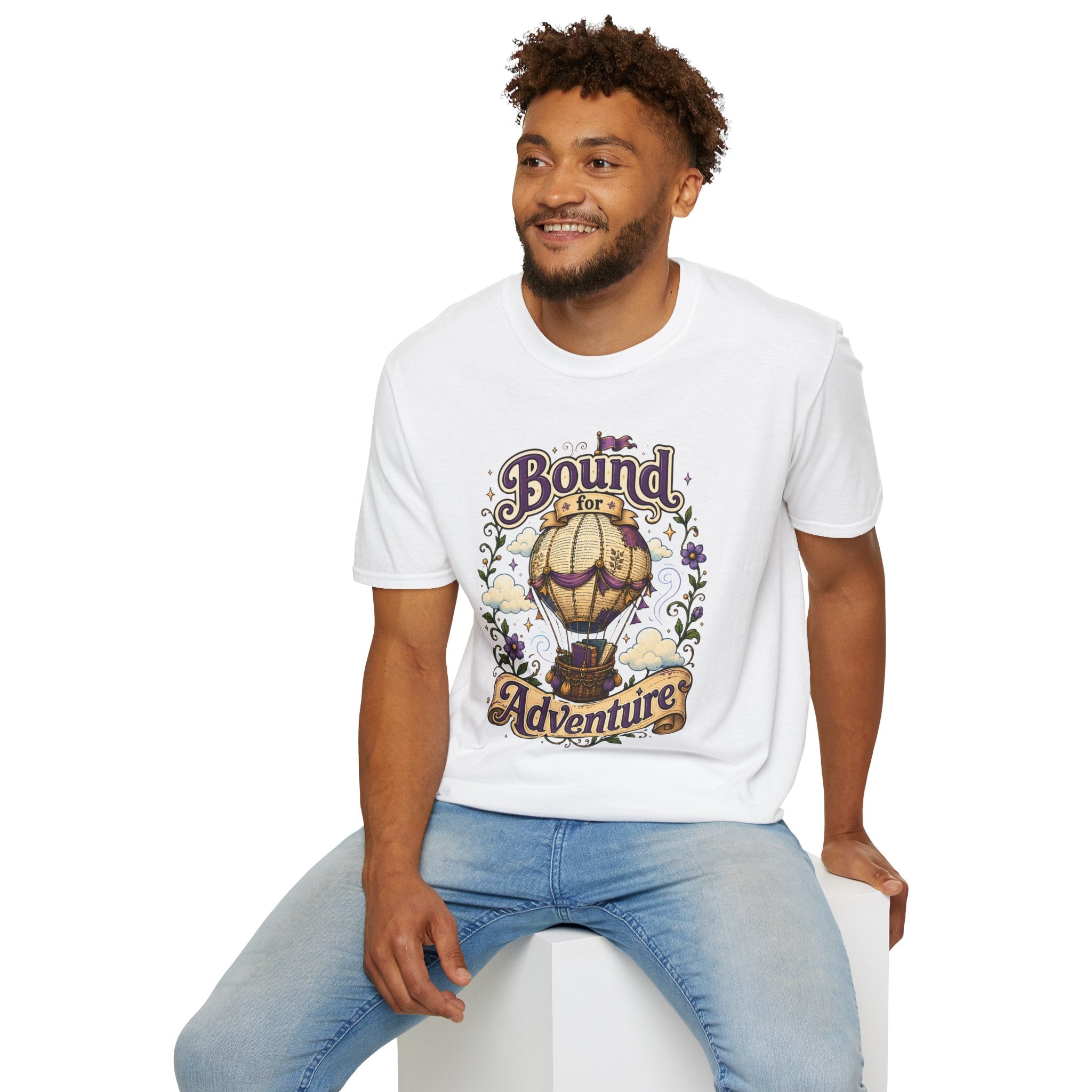 Adventure T-Shirt — “Bound for Adventure” Hot Air Balloon Travel Tee