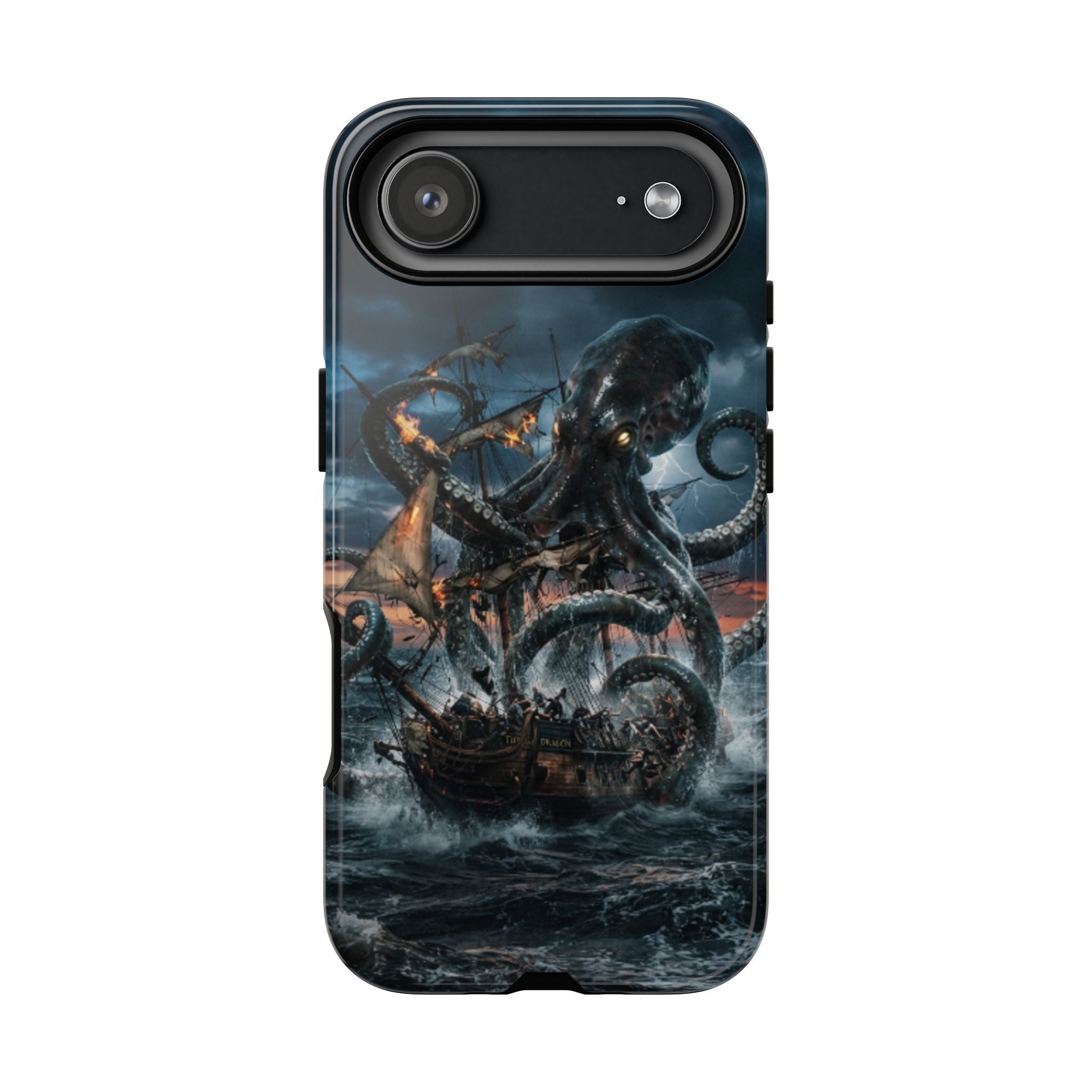 Kraken Sea Battle Phone Case — Ocean Monster Shipwreck Design
