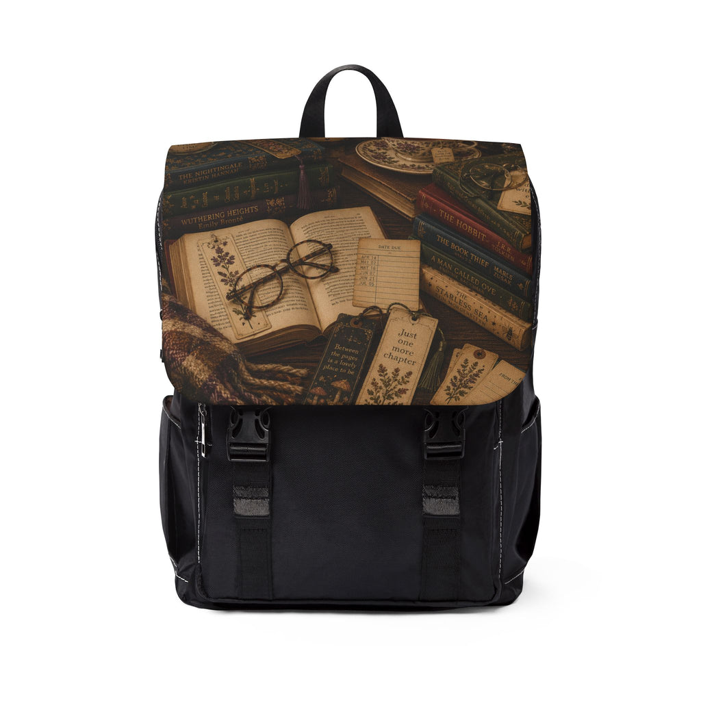 Vintage Booklover Shoulder Backpack — Literary Print Shoulder Backpack