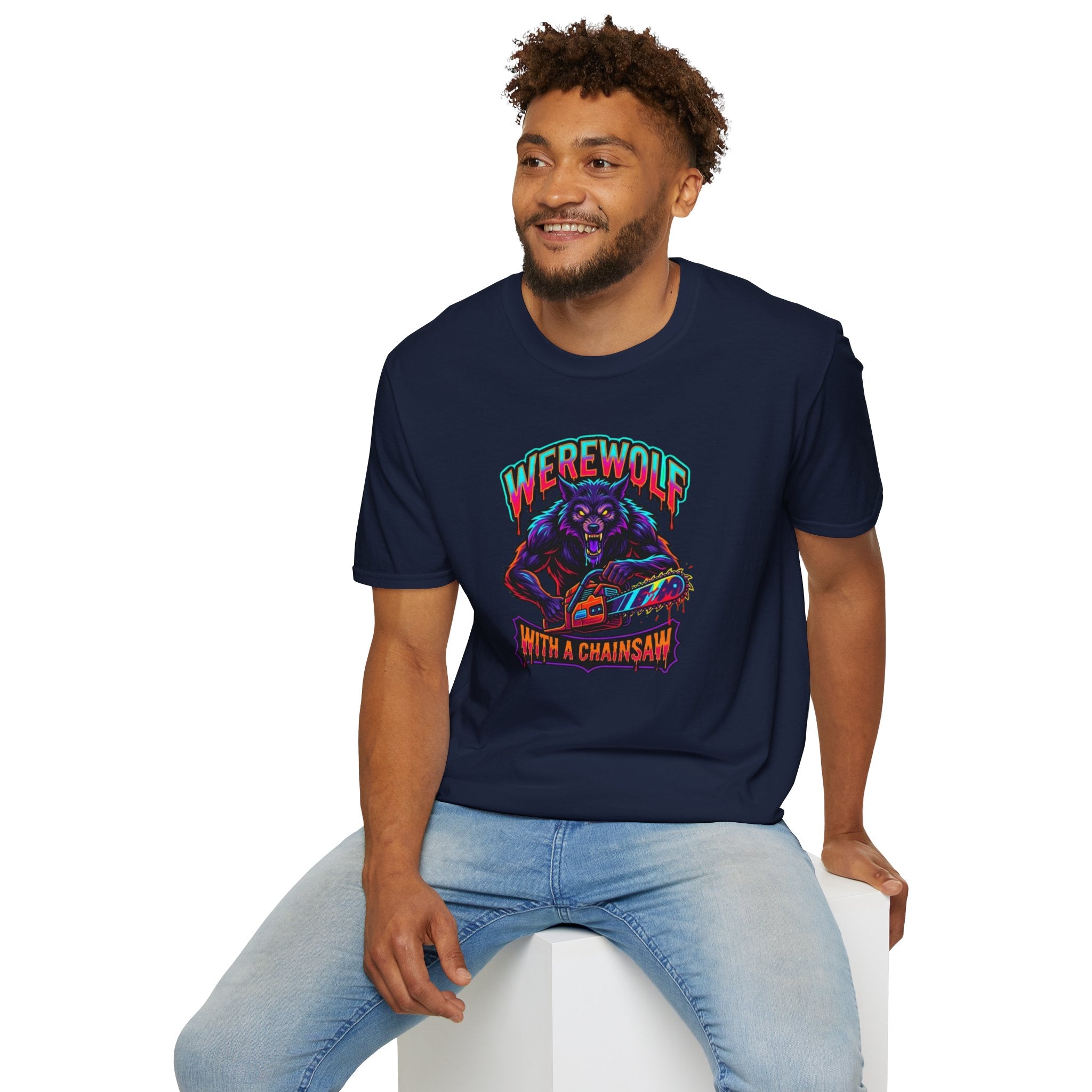 Werewolf T-Shirt — "Werewolf with a Chainsaw" Retro Horror Graphic Tee