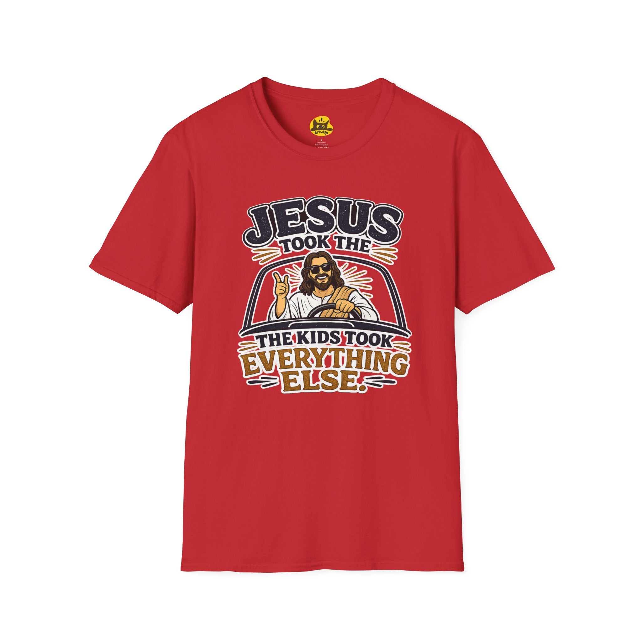 Jesus Took The Wheel T‑Shirt — "Jesus Took The Kids Took Everything Else" Christian Graphic Tee