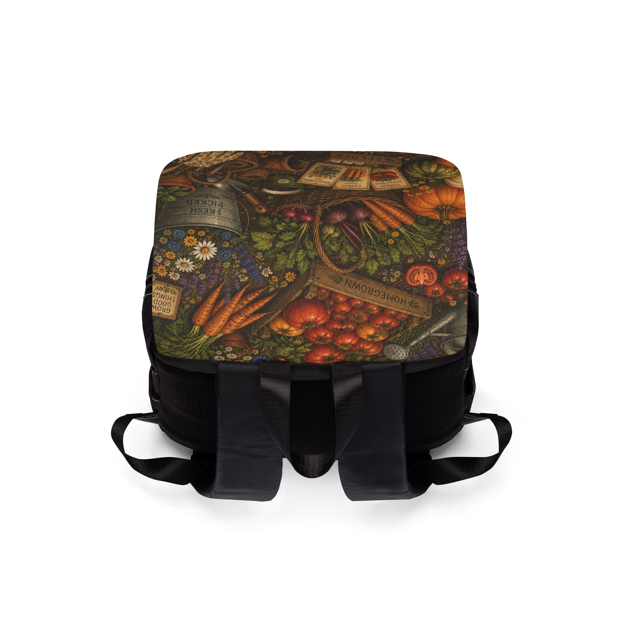 Garden Harvest Shoulder Backpack — Farmers Market Fall Floral Print Shoulder Bag