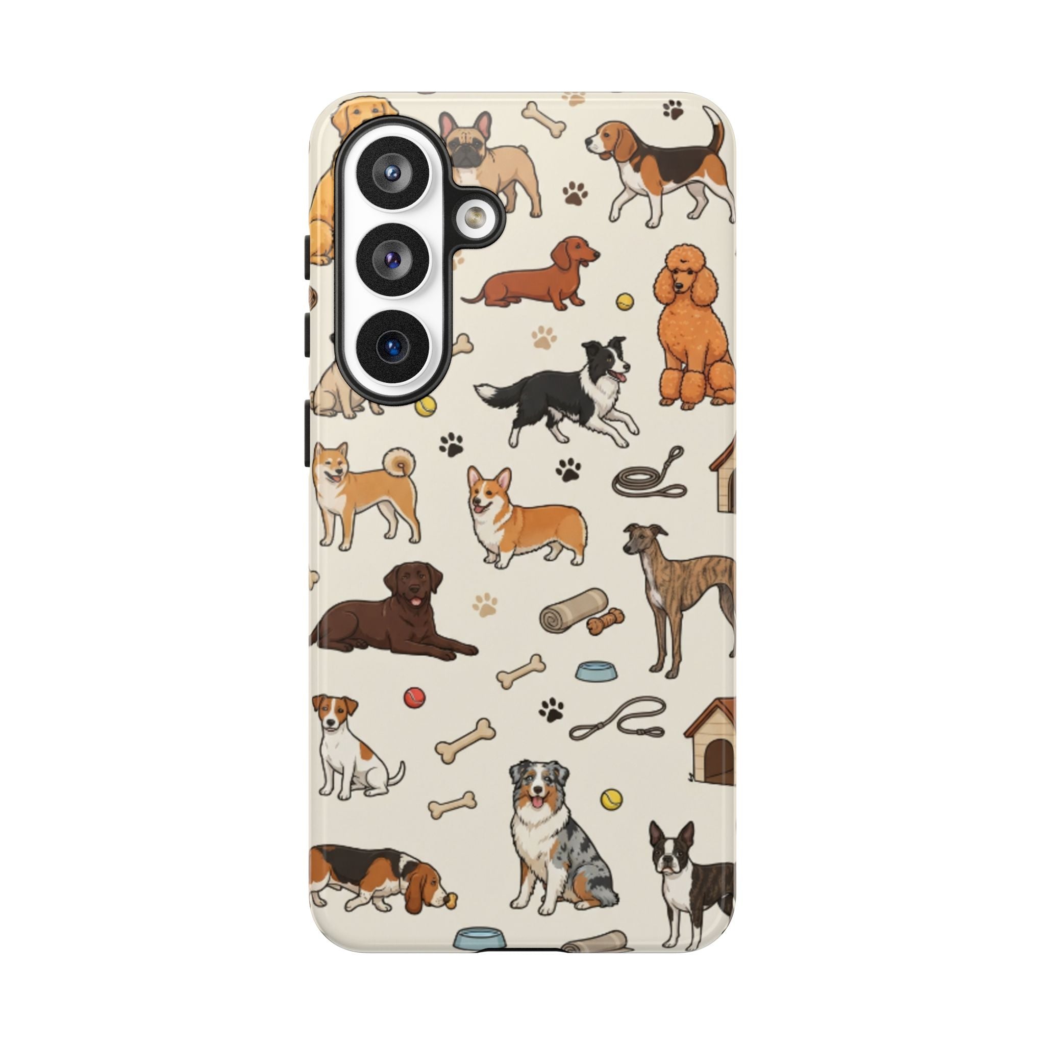 Dog Pattern Tough Phone Case — Cute Breed Collage Protective Cover