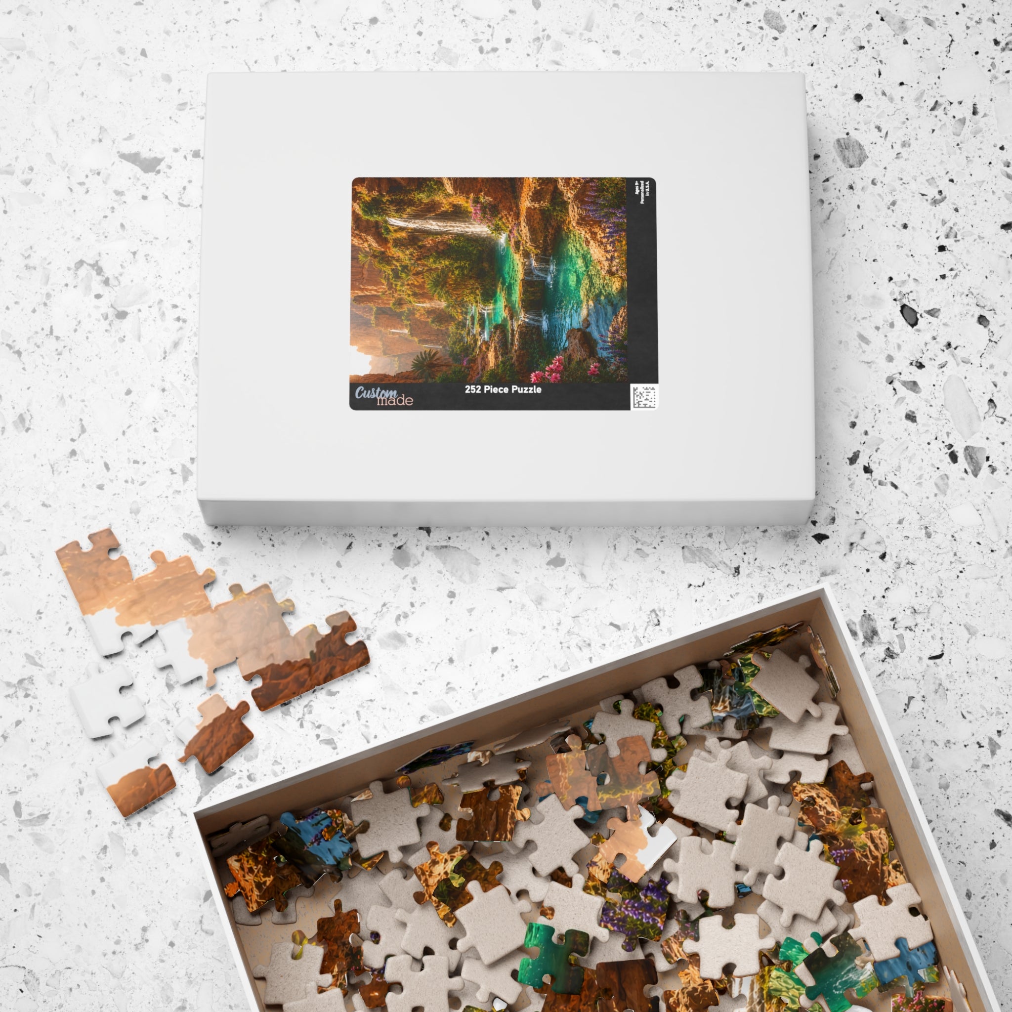 Scenic Oasis Waterfall Jigsaw Puzzle — 110/252/520/1014-Piece Landscape Puzzle