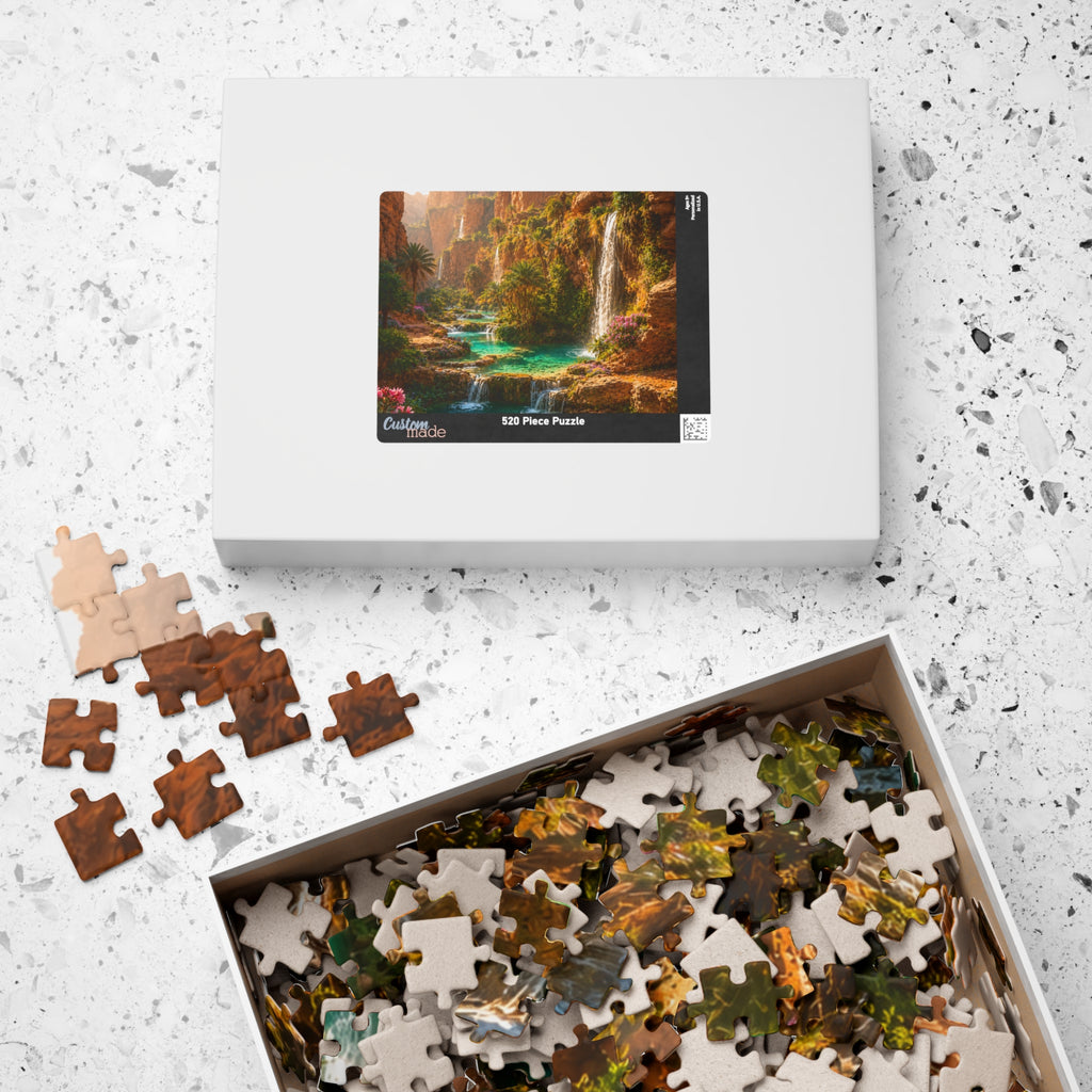 Scenic Oasis Waterfall Jigsaw Puzzle — 110/252/520/1014-Piece Landscape Puzzle
