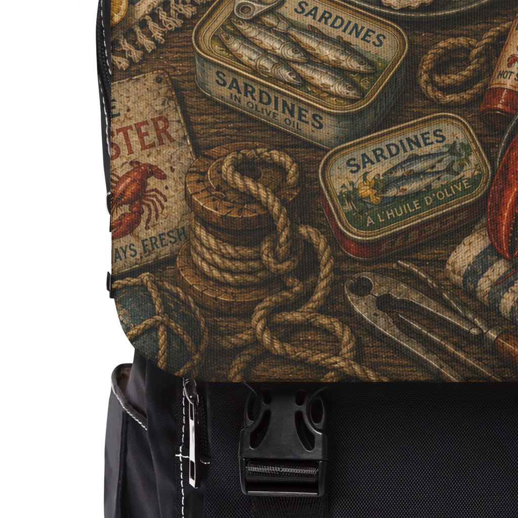 Coastal Seafood Market Vintage Art Shoulder Backpack