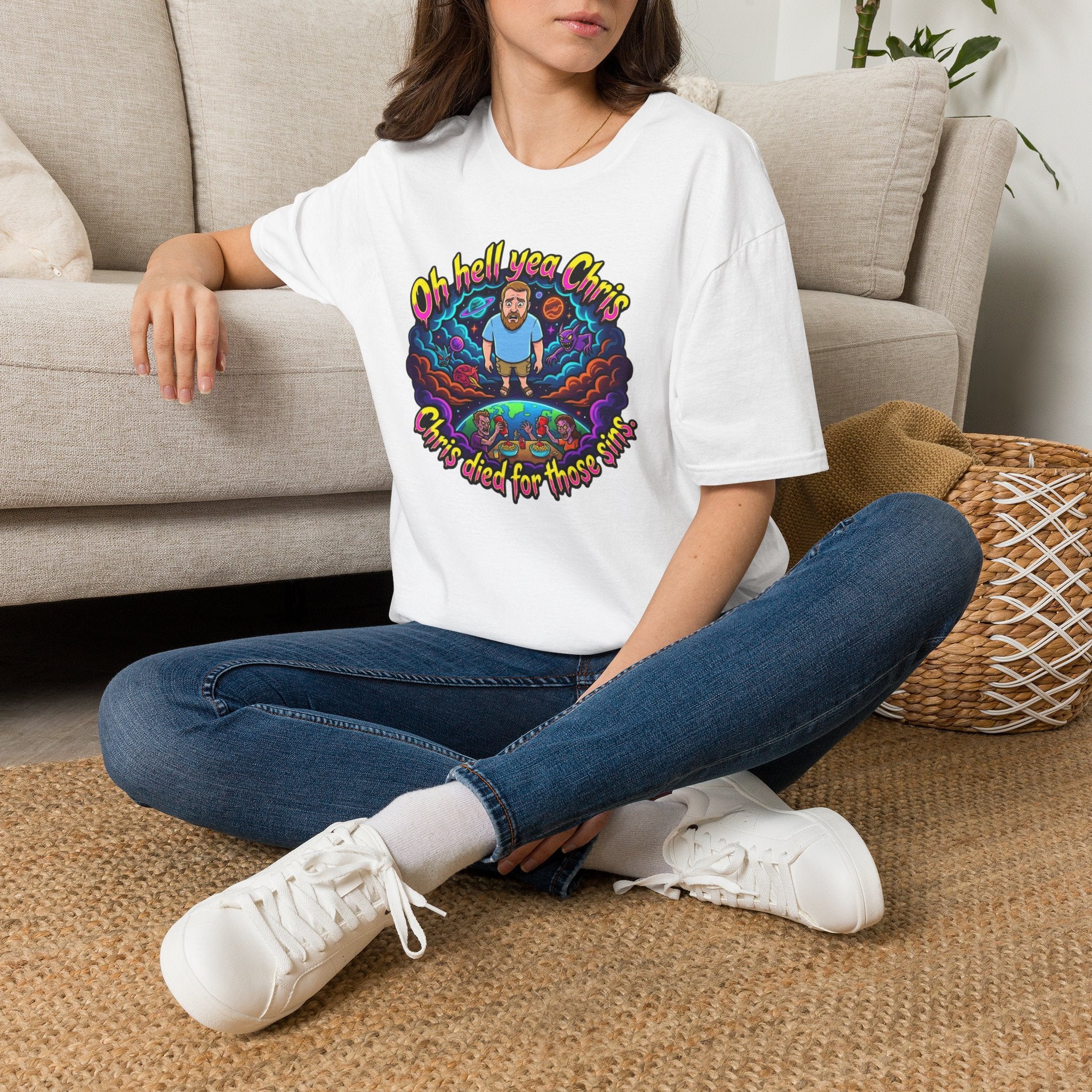 T‑Shirt — “Oh Hell Yea Chris” Retro Psychedelic Graphic Tee