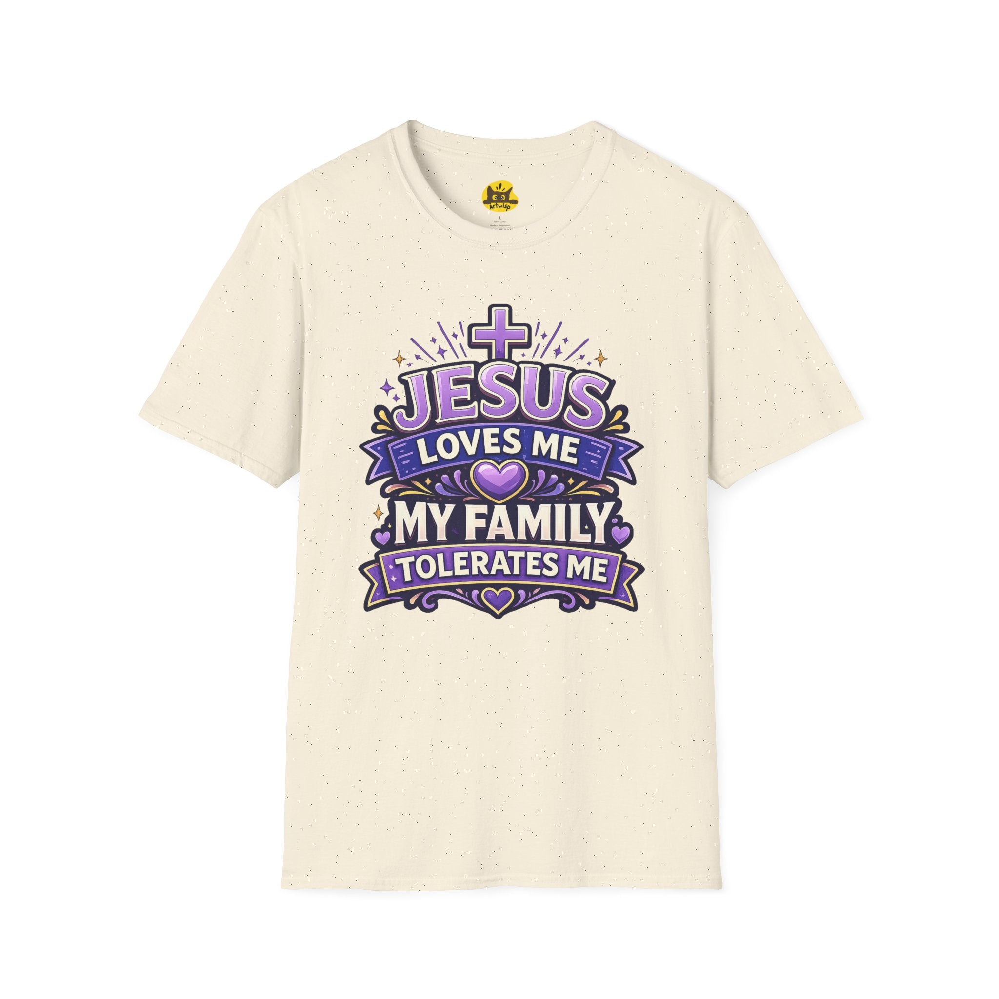 Jesus Loves Me T-Shirt — "Jesus Loves Me, My Family Tolerates Me" Funny Christian Gift Graphic Tee