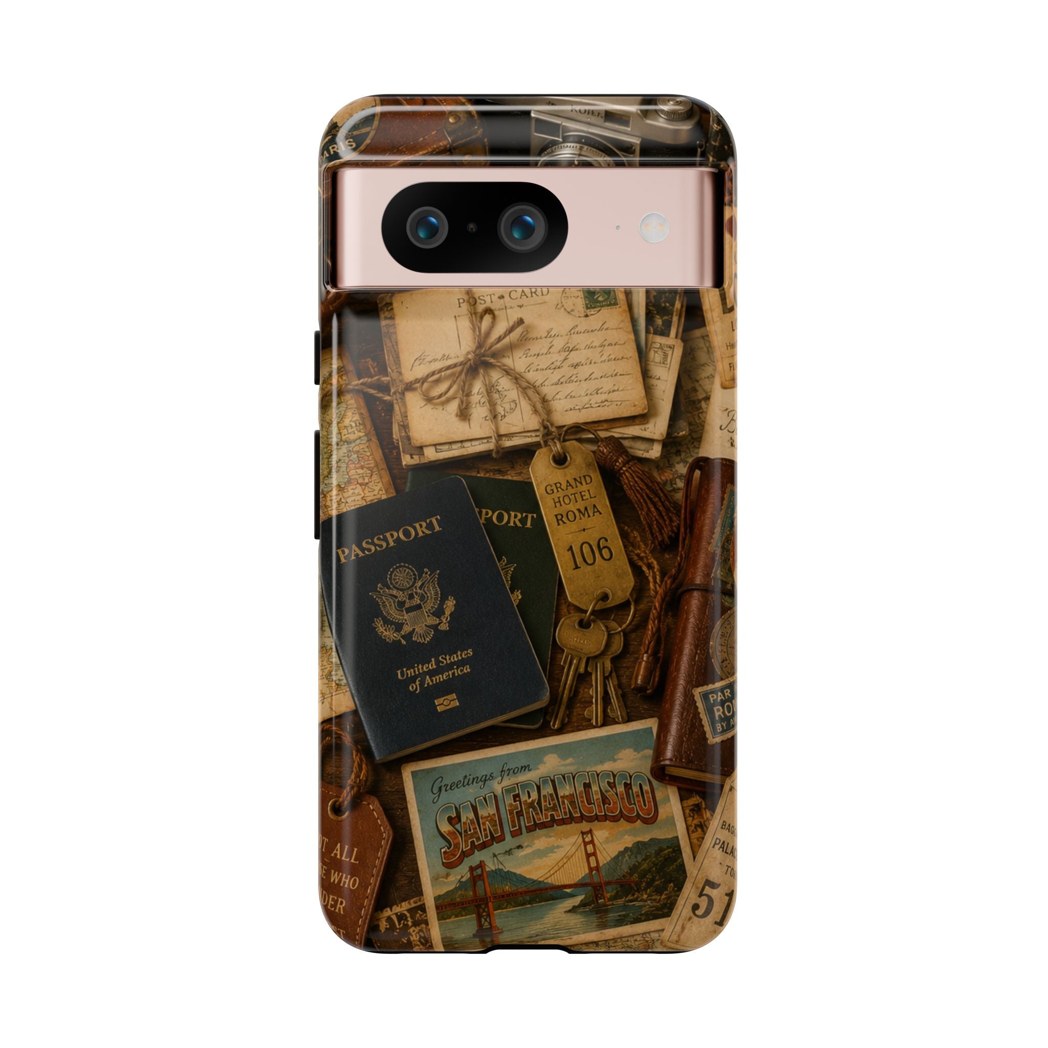 Vintage Travel Phone Case – Passport & Postcard Collage