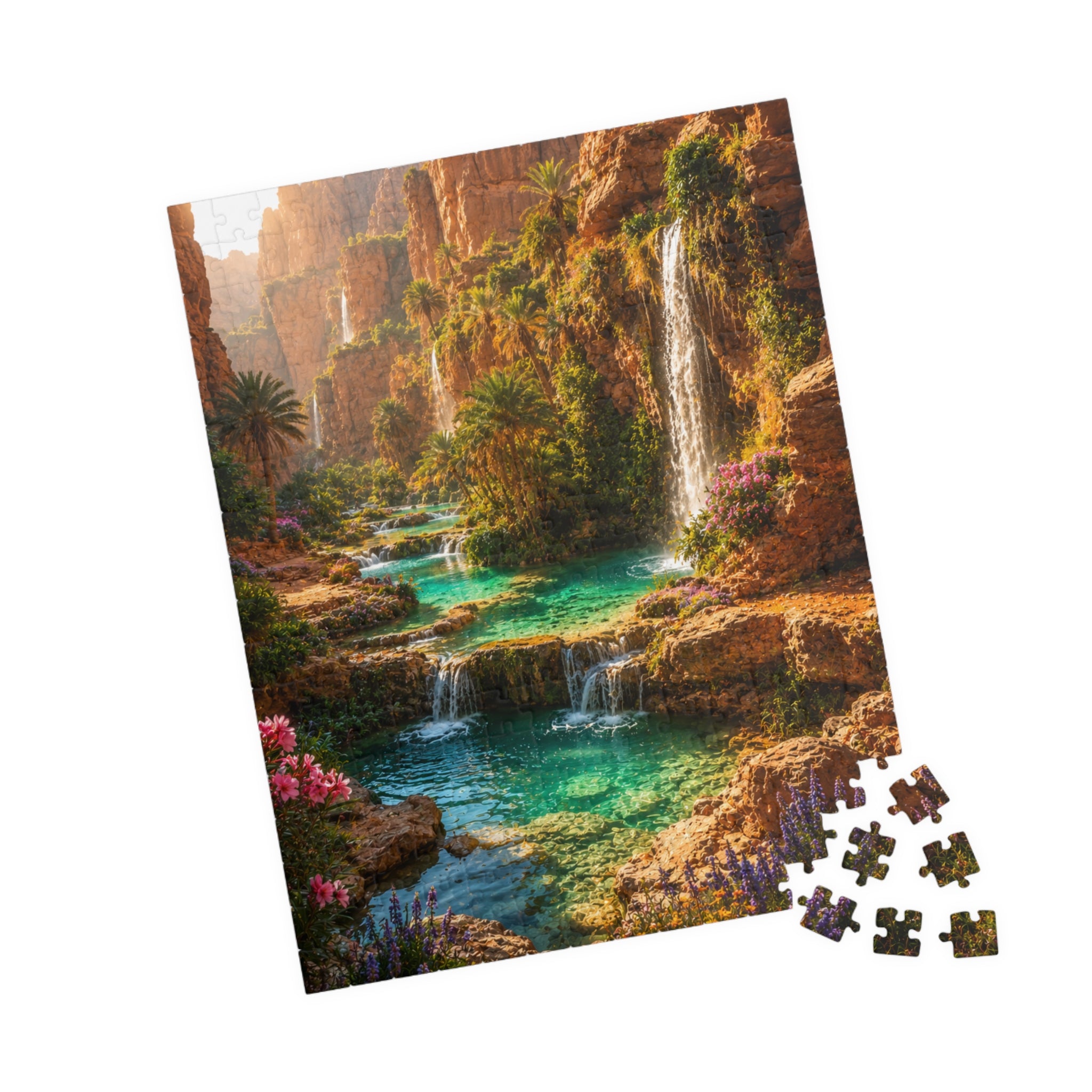 Scenic Oasis Waterfall Jigsaw Puzzle — 110/252/520/1014-Piece Landscape Puzzle