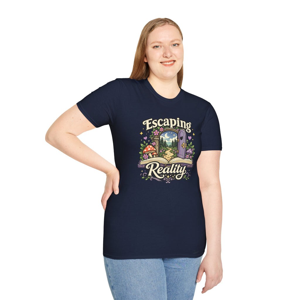 Escaping Reality T‑Shirt — Fantasy Door, Mushroom Garden Graphic Tee