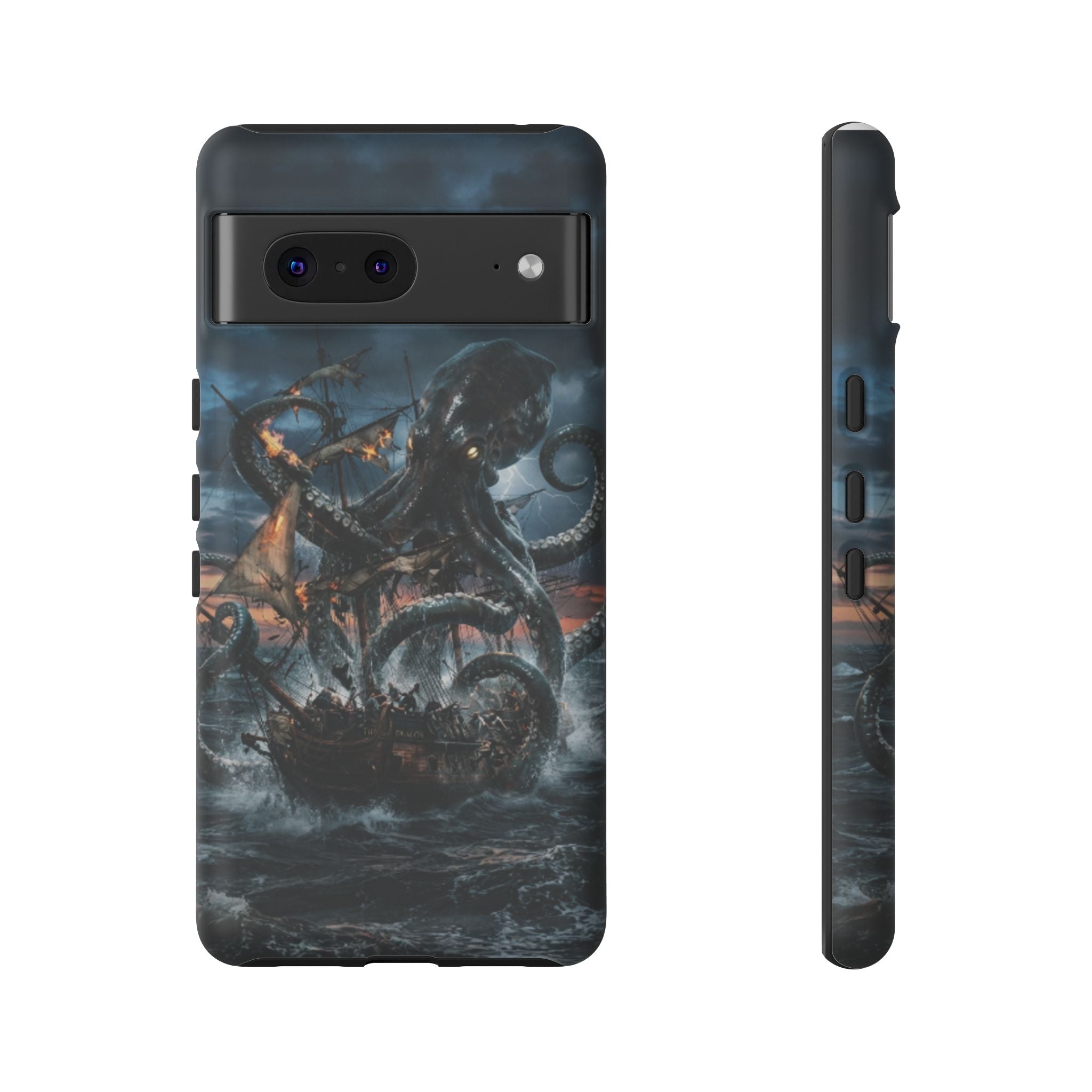 Kraken Sea Battle Phone Case — Ocean Monster Shipwreck Design