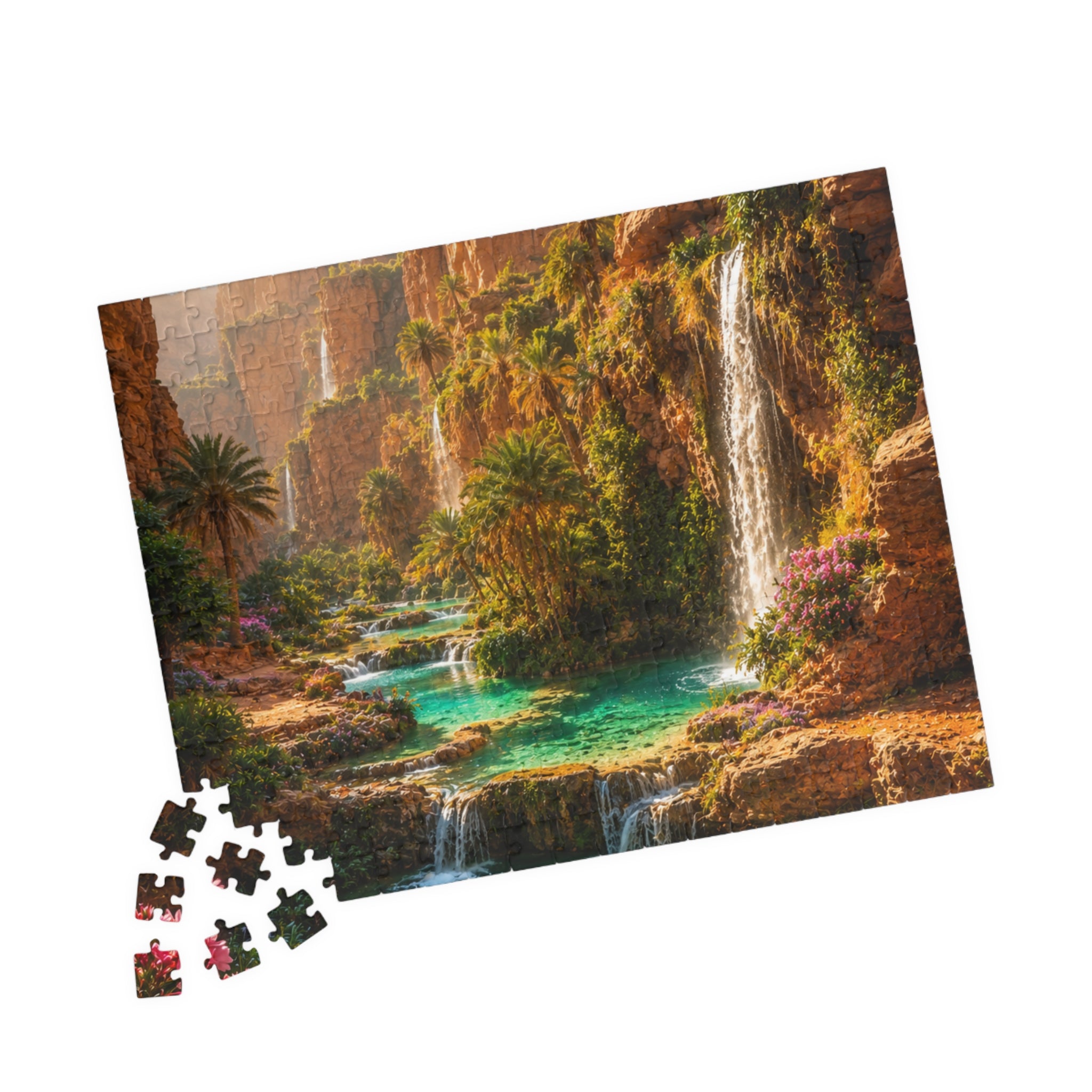 Scenic Oasis Waterfall Jigsaw Puzzle — 110/252/520/1014-Piece Landscape Puzzle