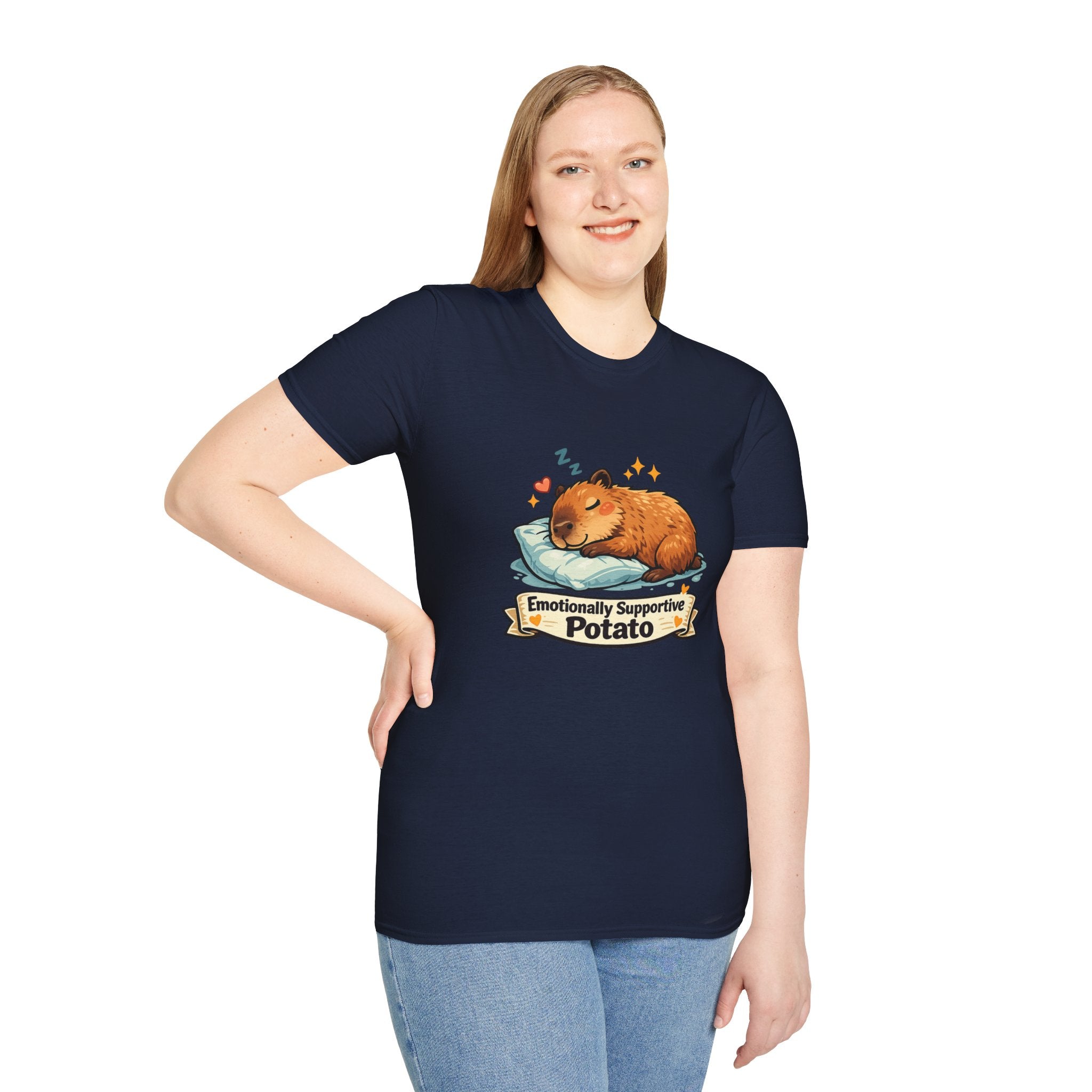 Emotionally Supportive Potato T-Shirt — Cute Sleeping Capybara Design