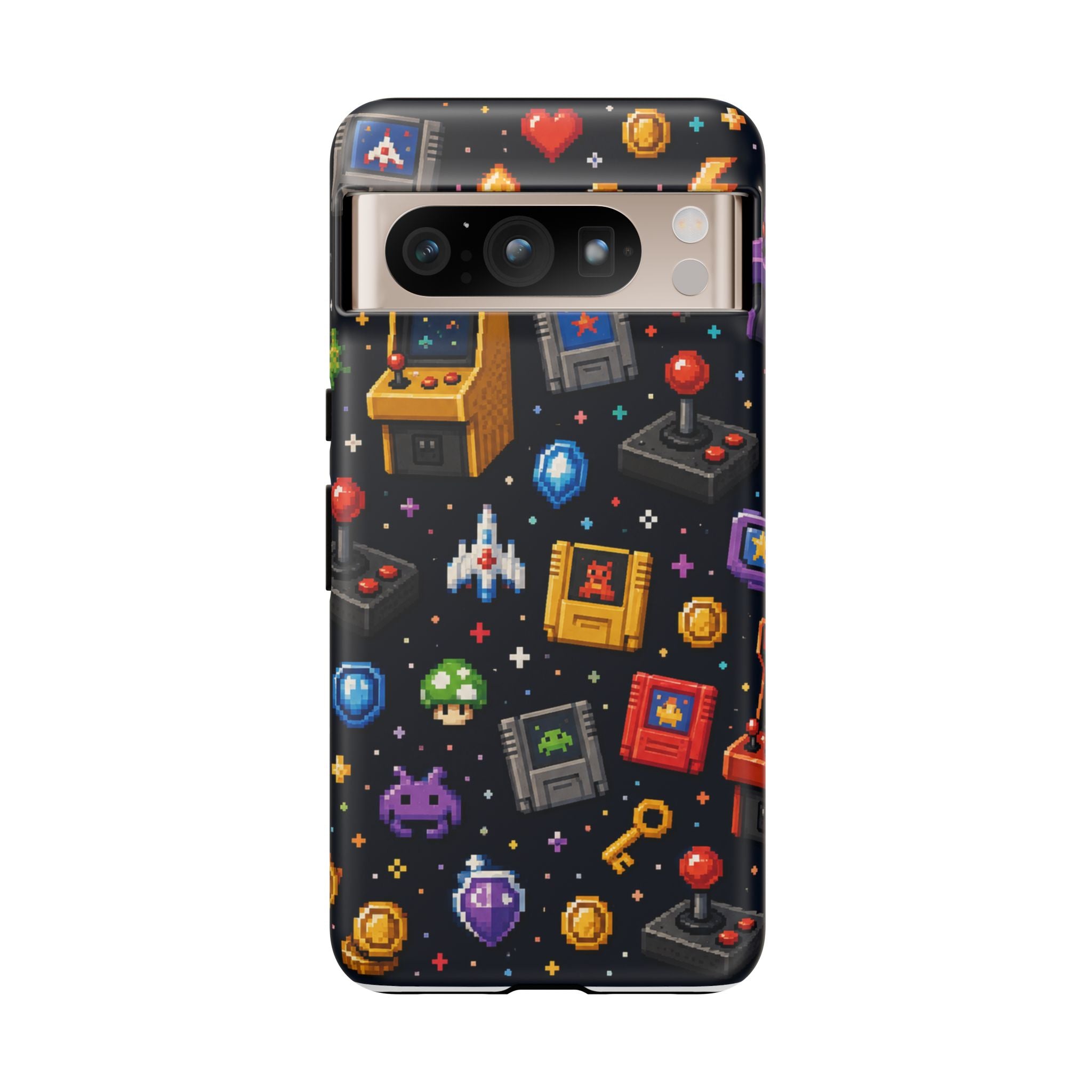 Retro Arcade Pixel Art Phone Case — Gamer Icons Pattern