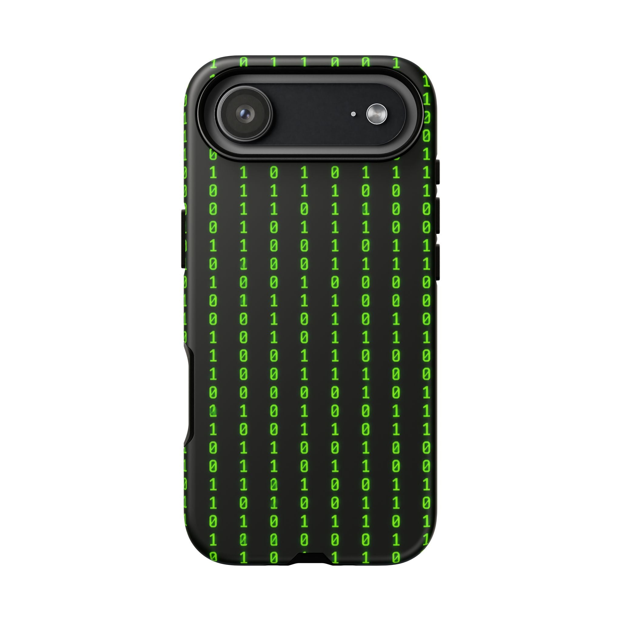 Coder Phone Case — Matrix Binary Code Green on Black Tough Case