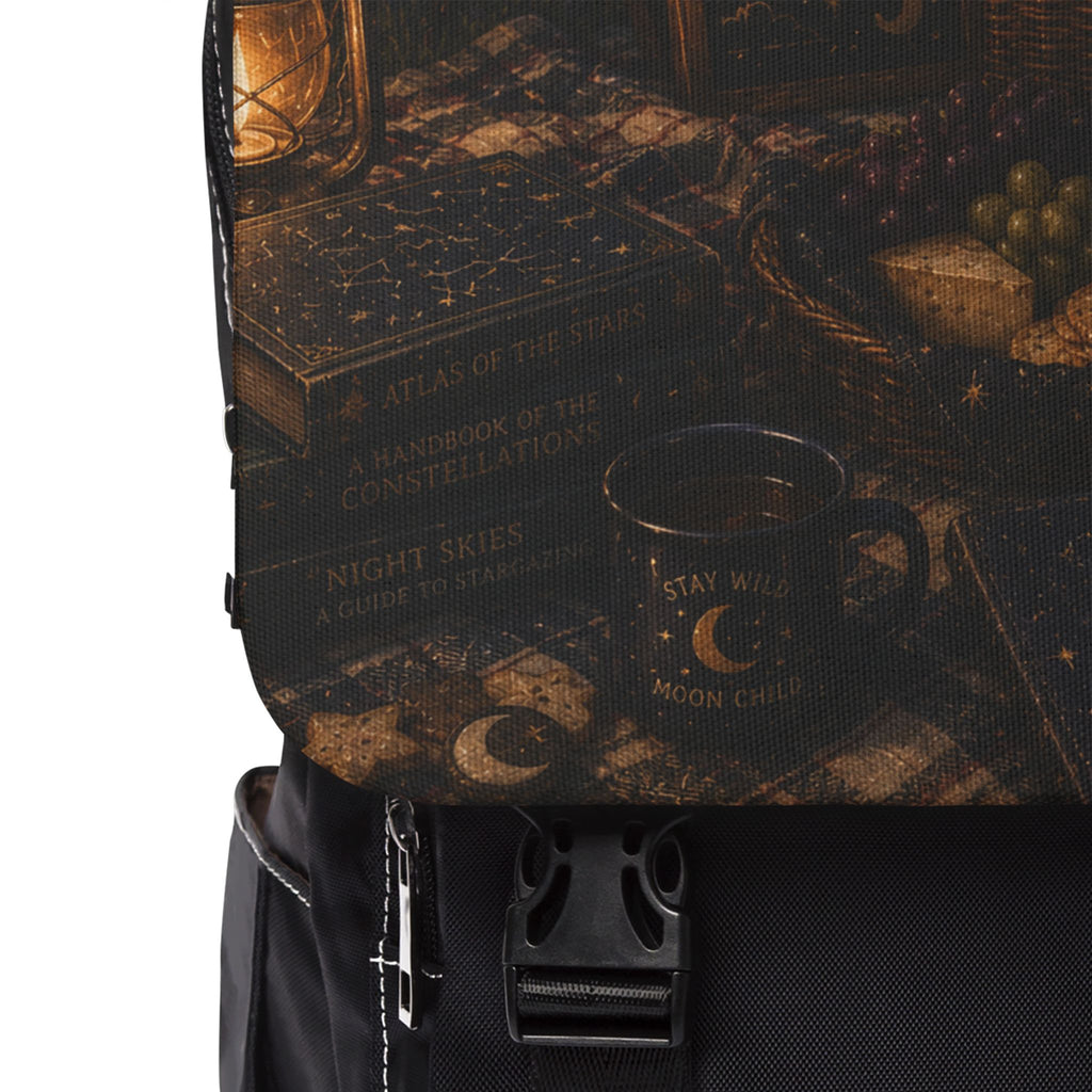 Starry Celestial Map Vintage Shoulder Backpack — Dark Picnic Universe Map Print