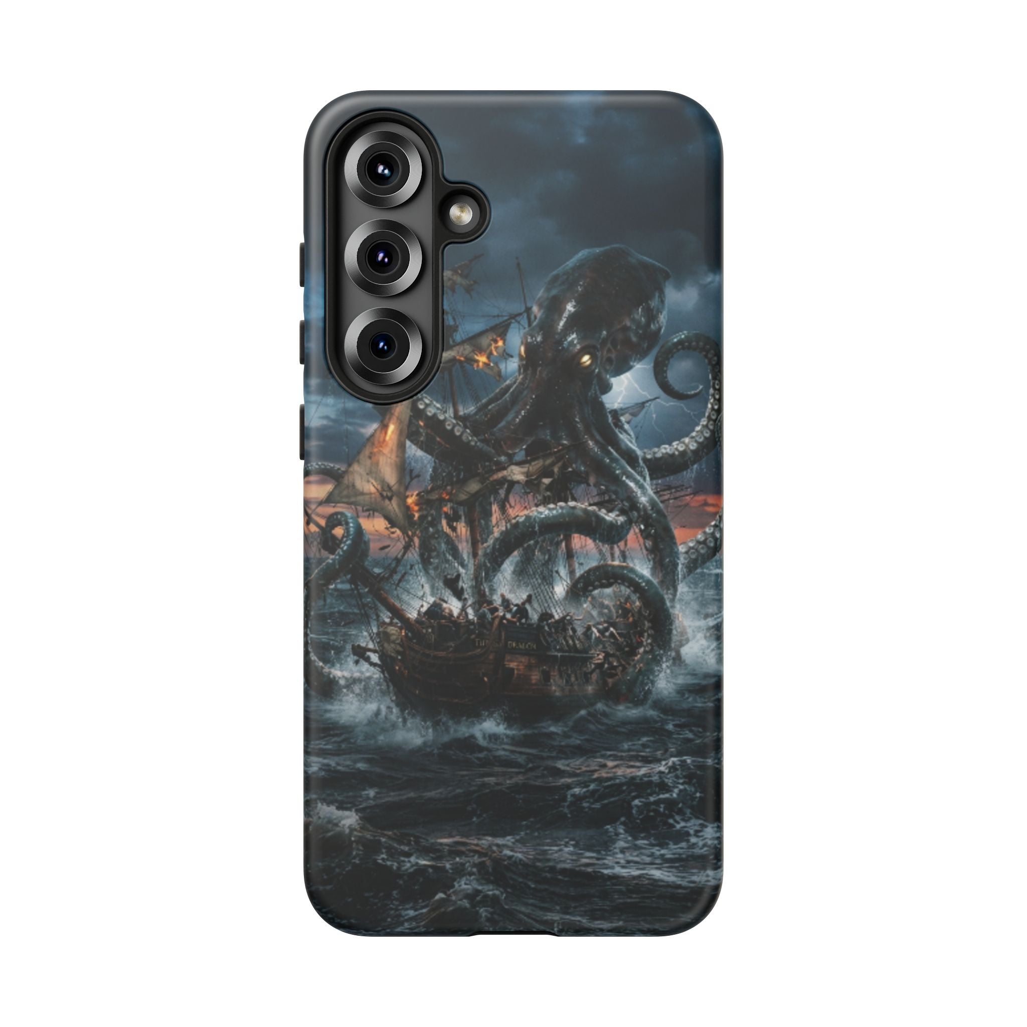Kraken Sea Battle Phone Case — Ocean Monster Shipwreck Design