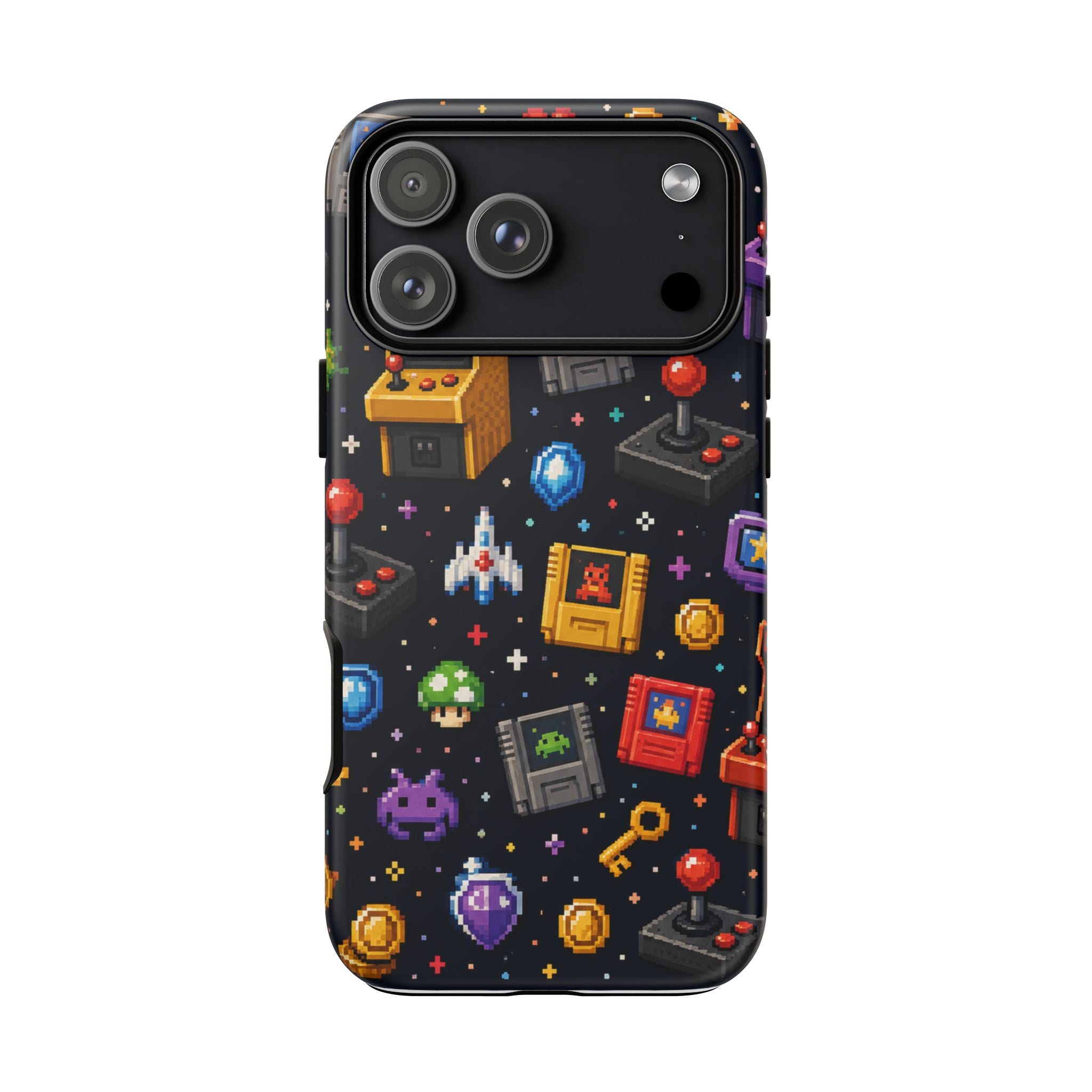 Retro Arcade Pixel Art Phone Case — Gamer Icons Pattern