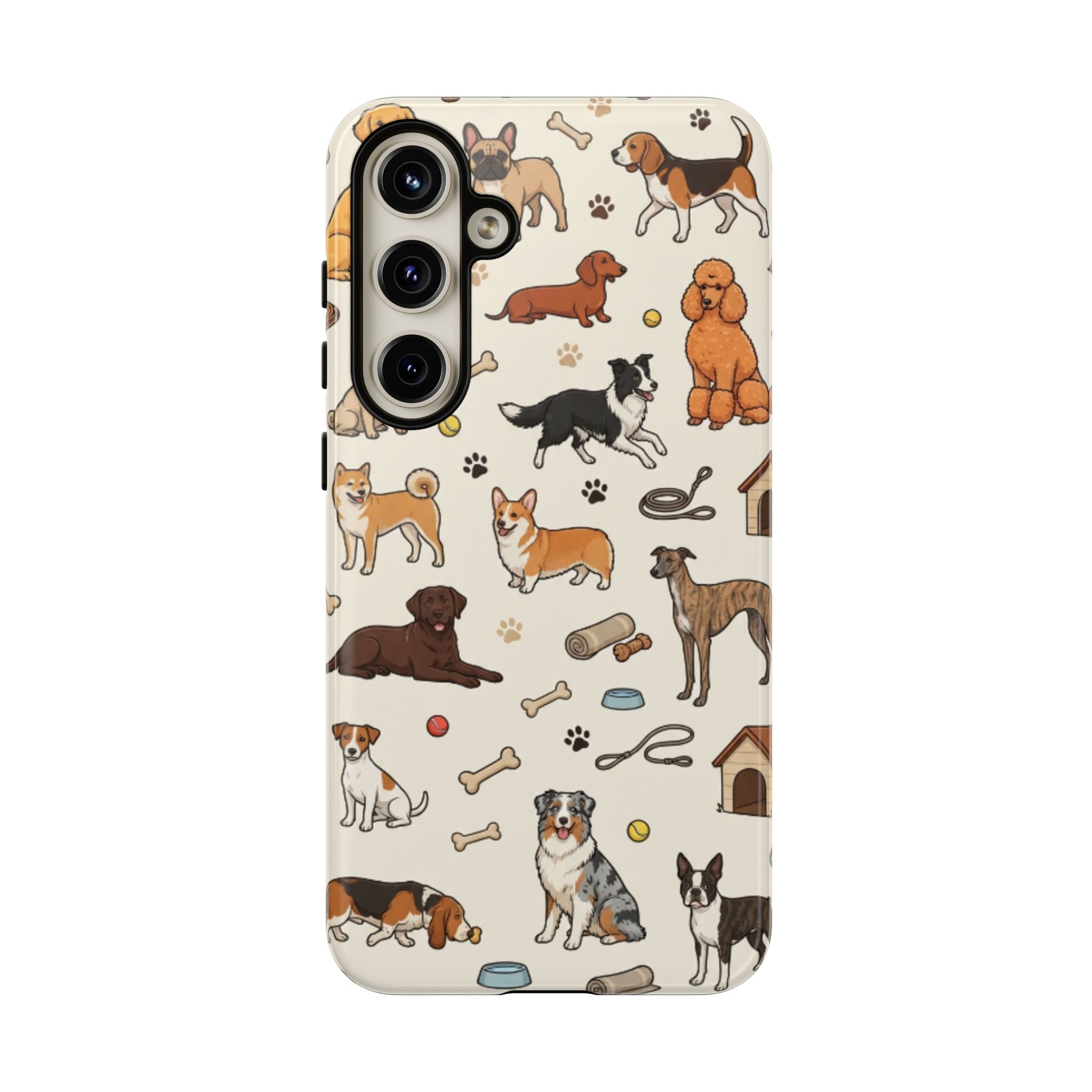 Dog Pattern Tough Phone Case — Cute Breed Collage Protective Cover