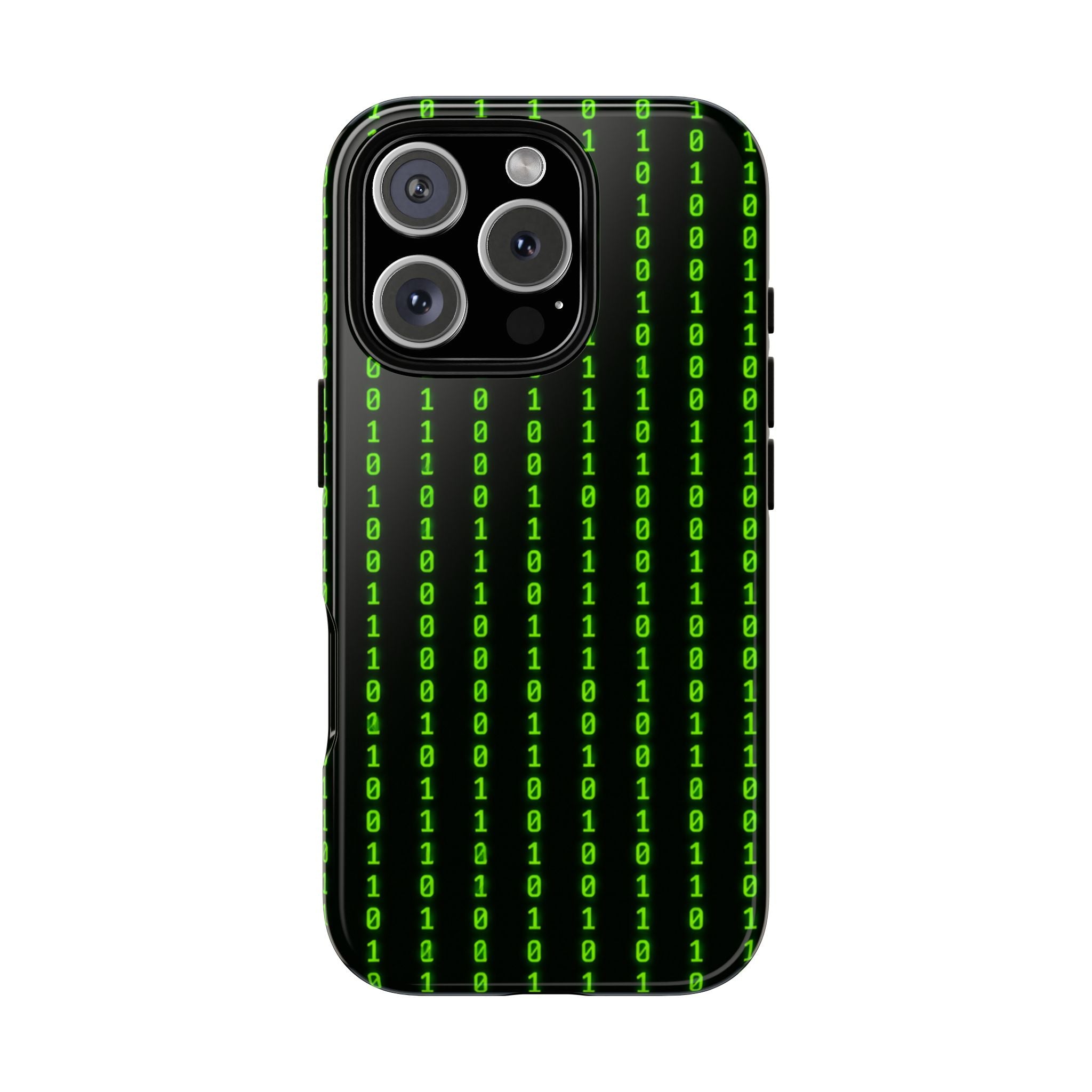 Coder Phone Case — Matrix Binary Code Green on Black Tough Case