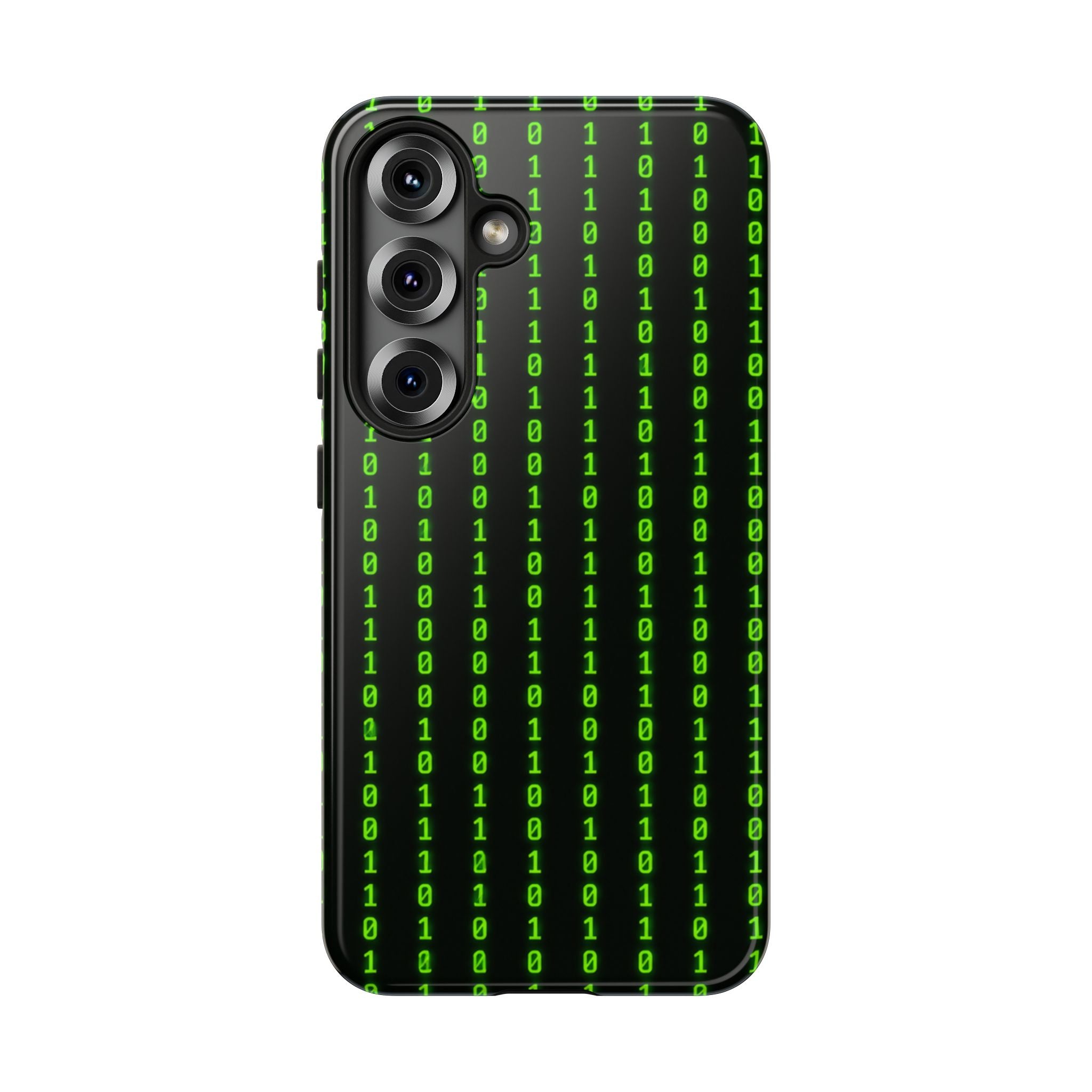 Coder Phone Case — Matrix Binary Code Green on Black Tough Case