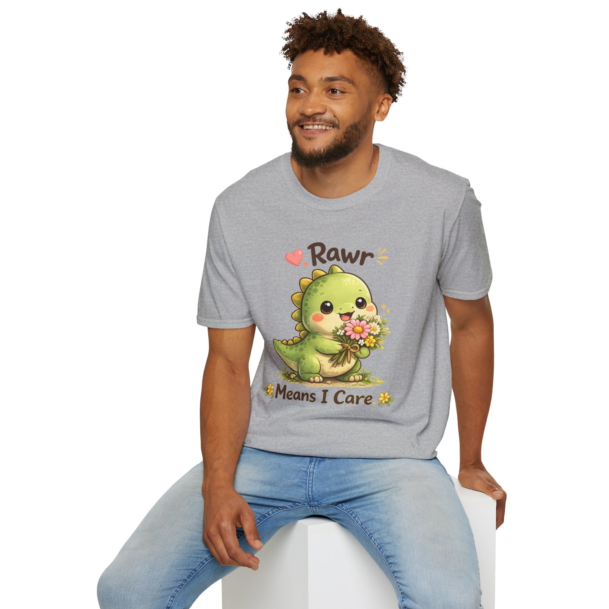 T-Shirt — Cute 'Rawr Means I Care' Dino Graphic Tee