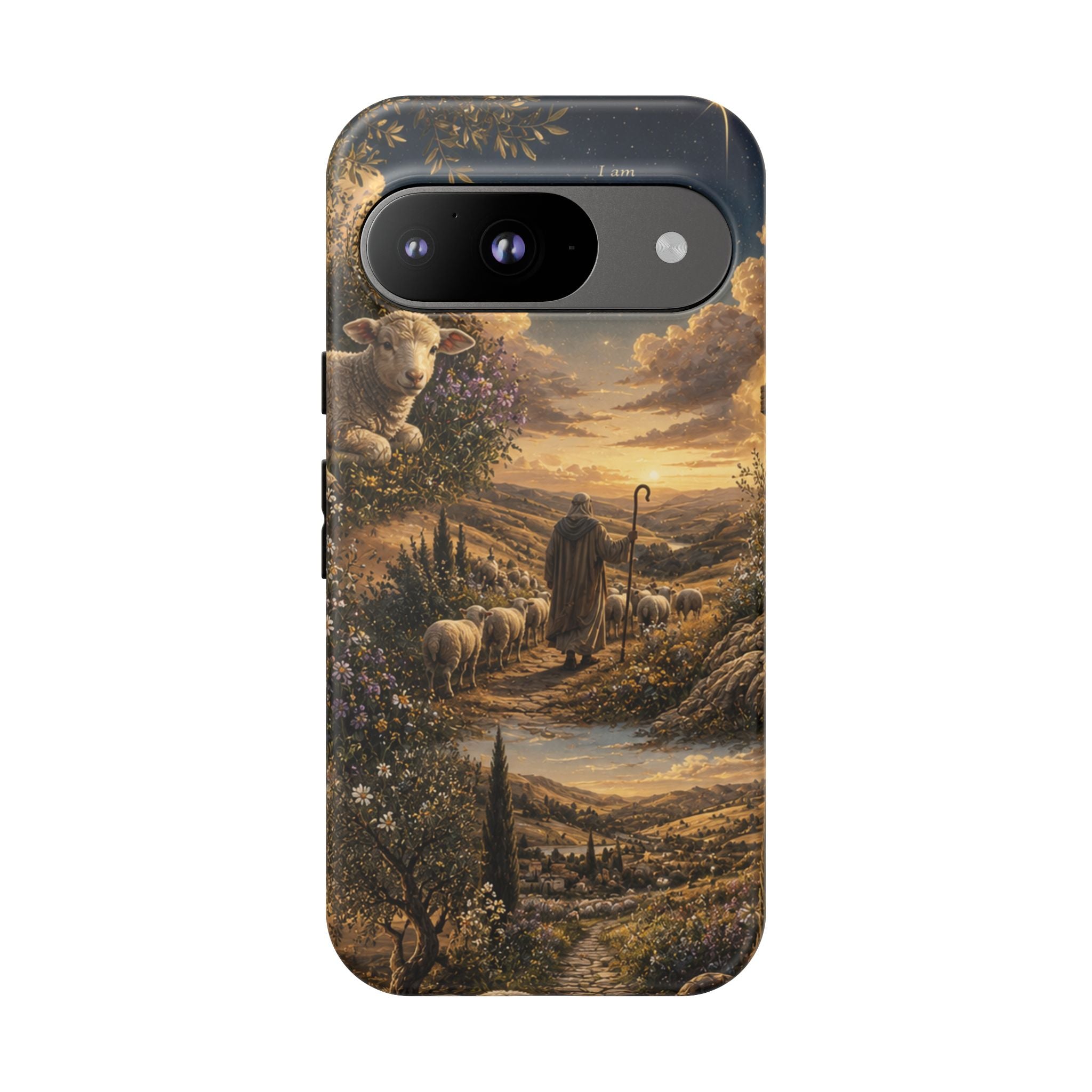 Tough Phone Case — Shepherd & Lamb Scenic Christian Scripture Design ("The good shepherd...")