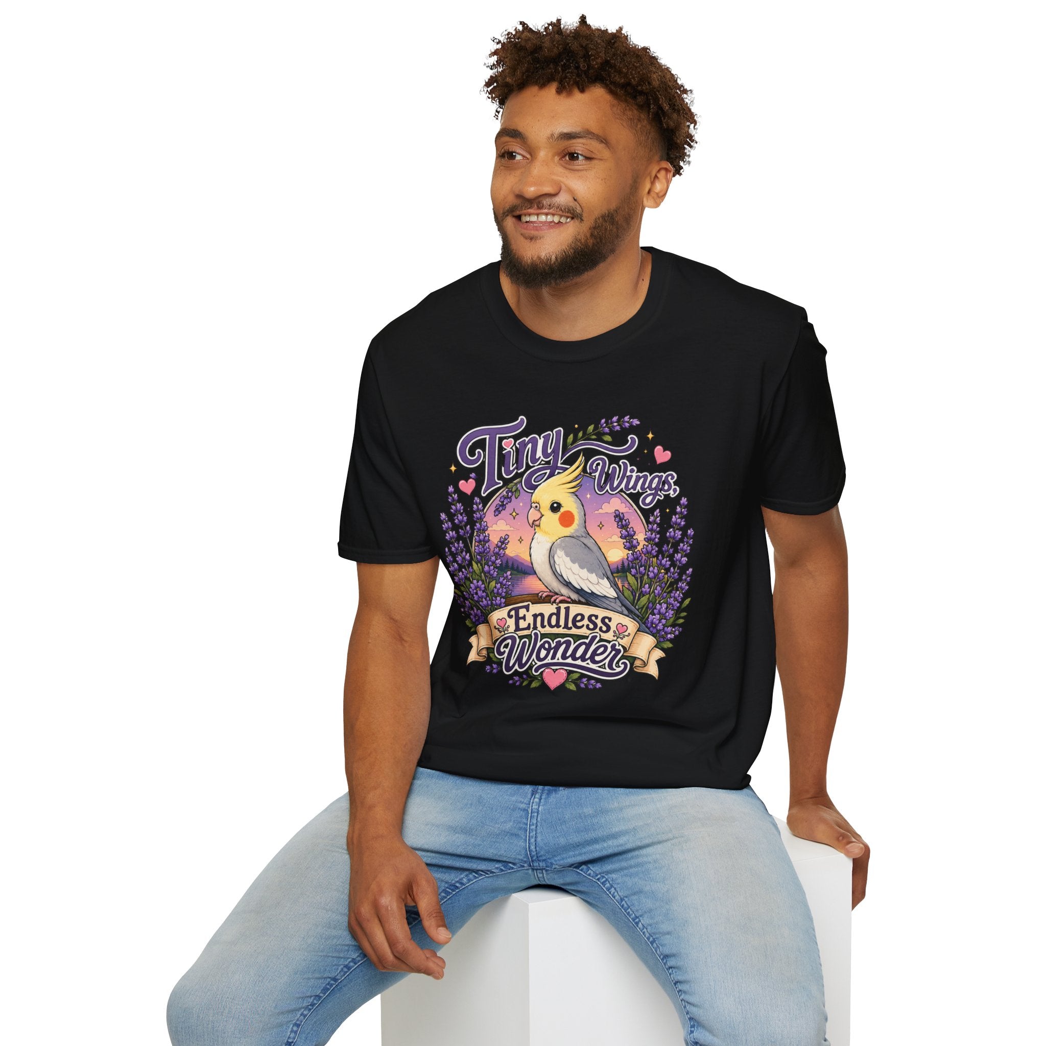 Tiny Wings Cockatiel T‑Shirt — 'Endless Wonder' Cute Bird Graphic Tee