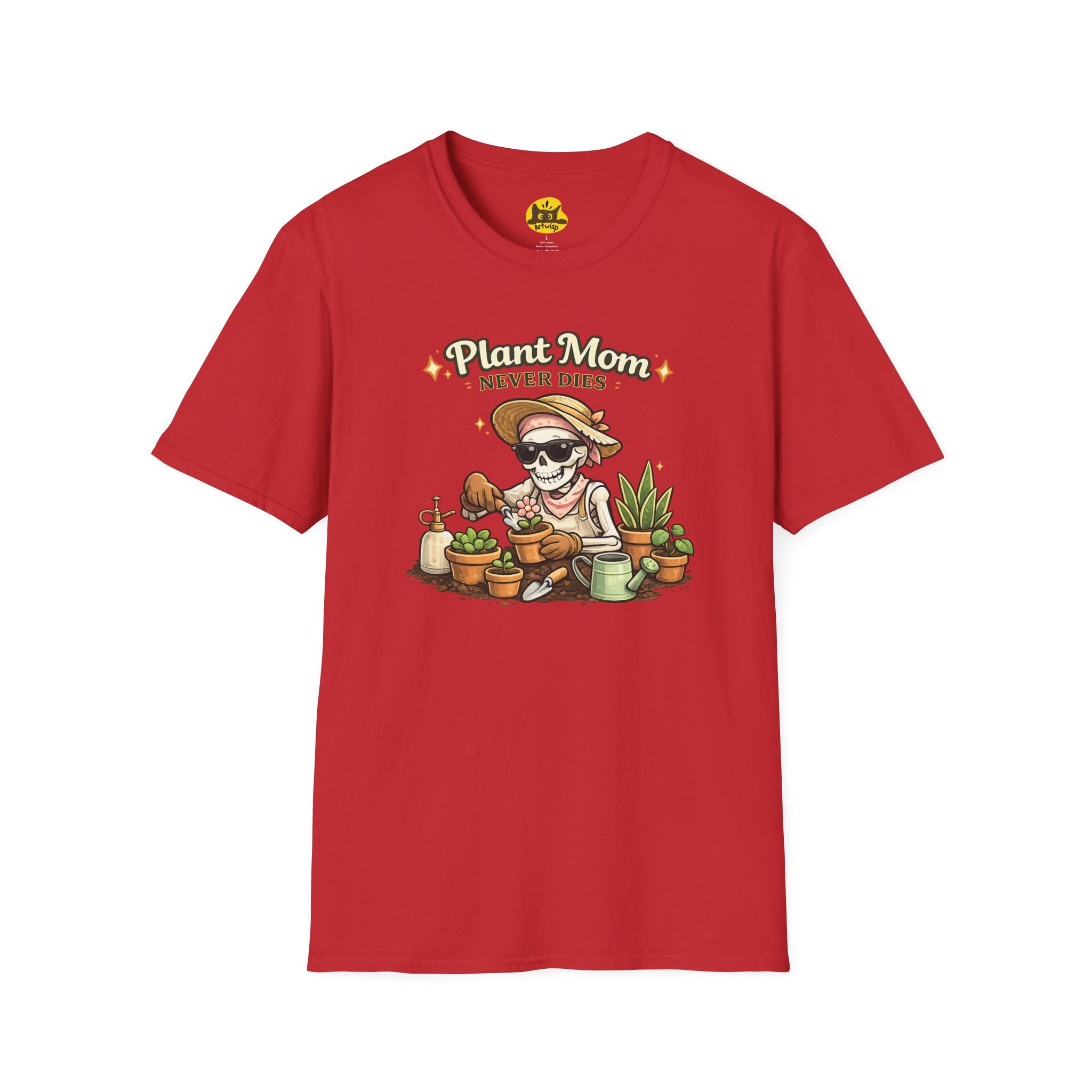 Plant Mom T-Shirt — "Plant Mom Never Dies" Skeleton Gardener Tee