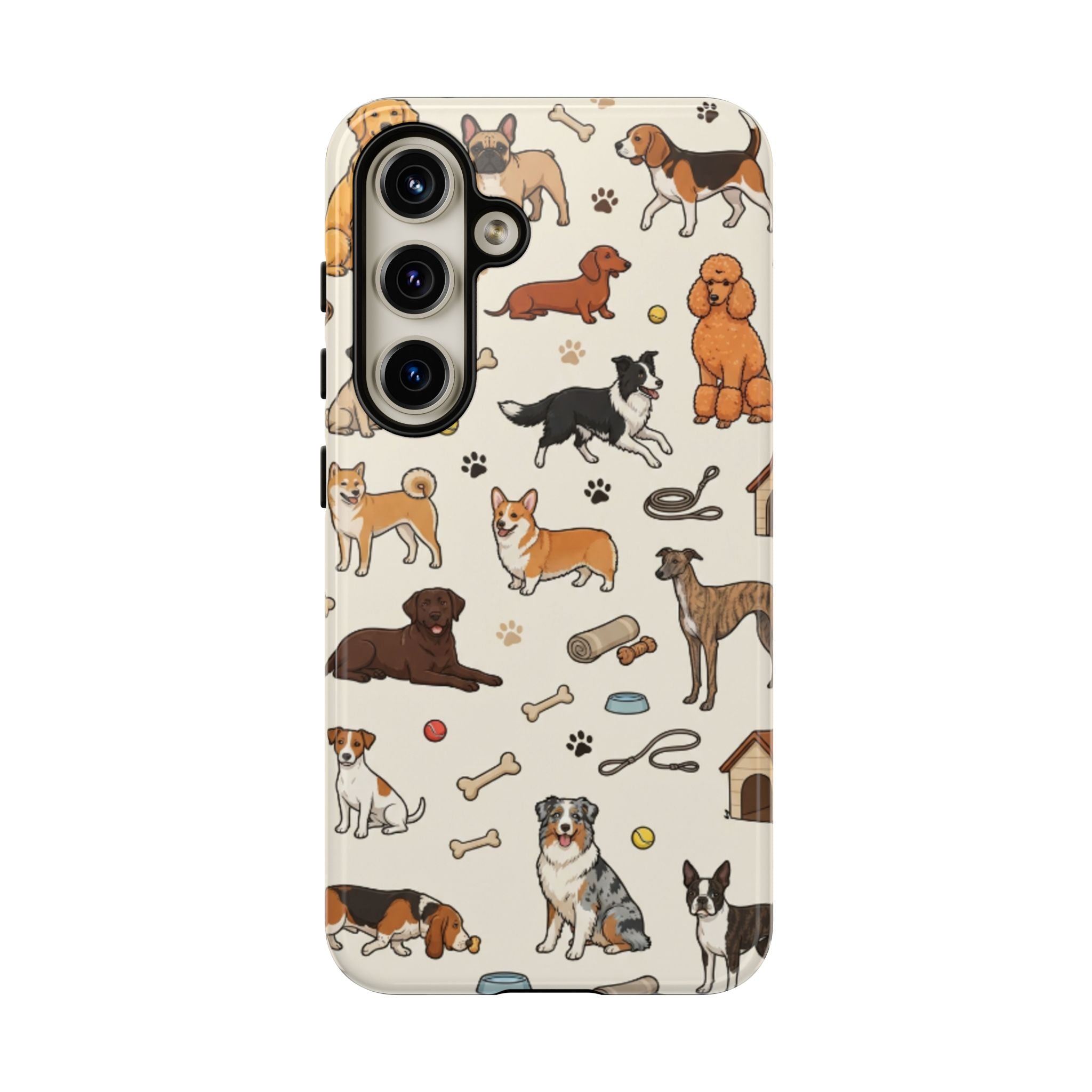 Dog Pattern Tough Phone Case — Cute Breed Collage Protective Cover