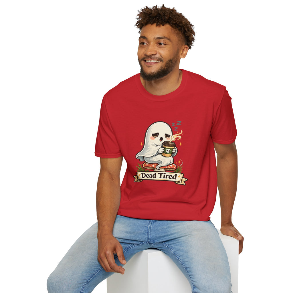 Ghost Coffee T‑Shirt — "Dead Tired" Cute Sleeping Ghost Tee