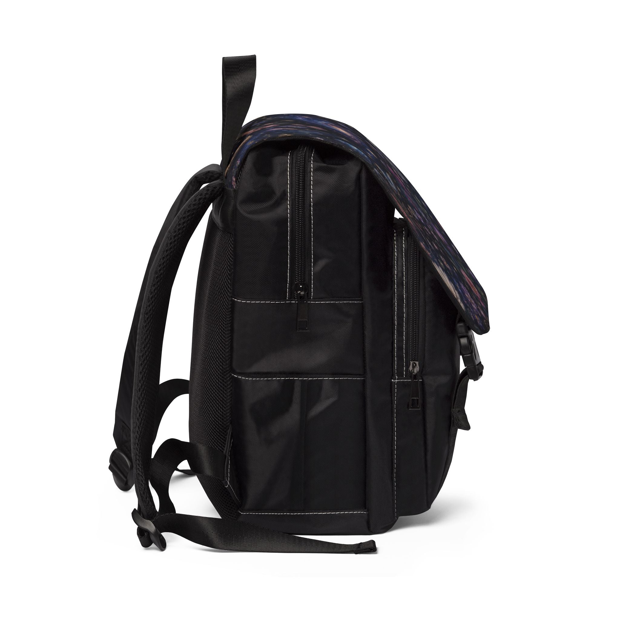 Galactic Floral Shoulder Backpack — Space & Flower Pattern Casual Shoulder Backpack
