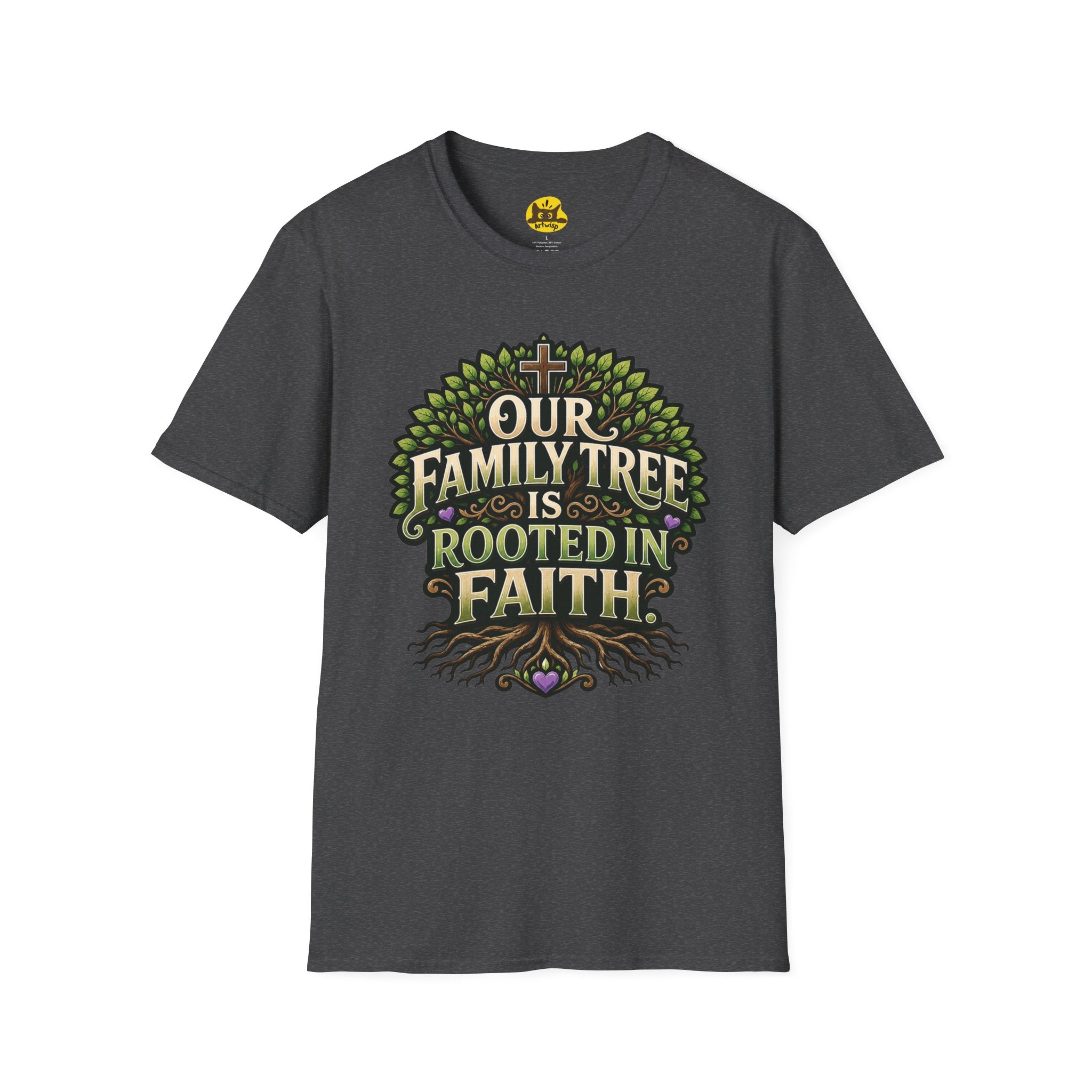 Faith Family Tree T-Shirt — "Our Family Tree Is Rooted in Faith" Christian Graphic Tee