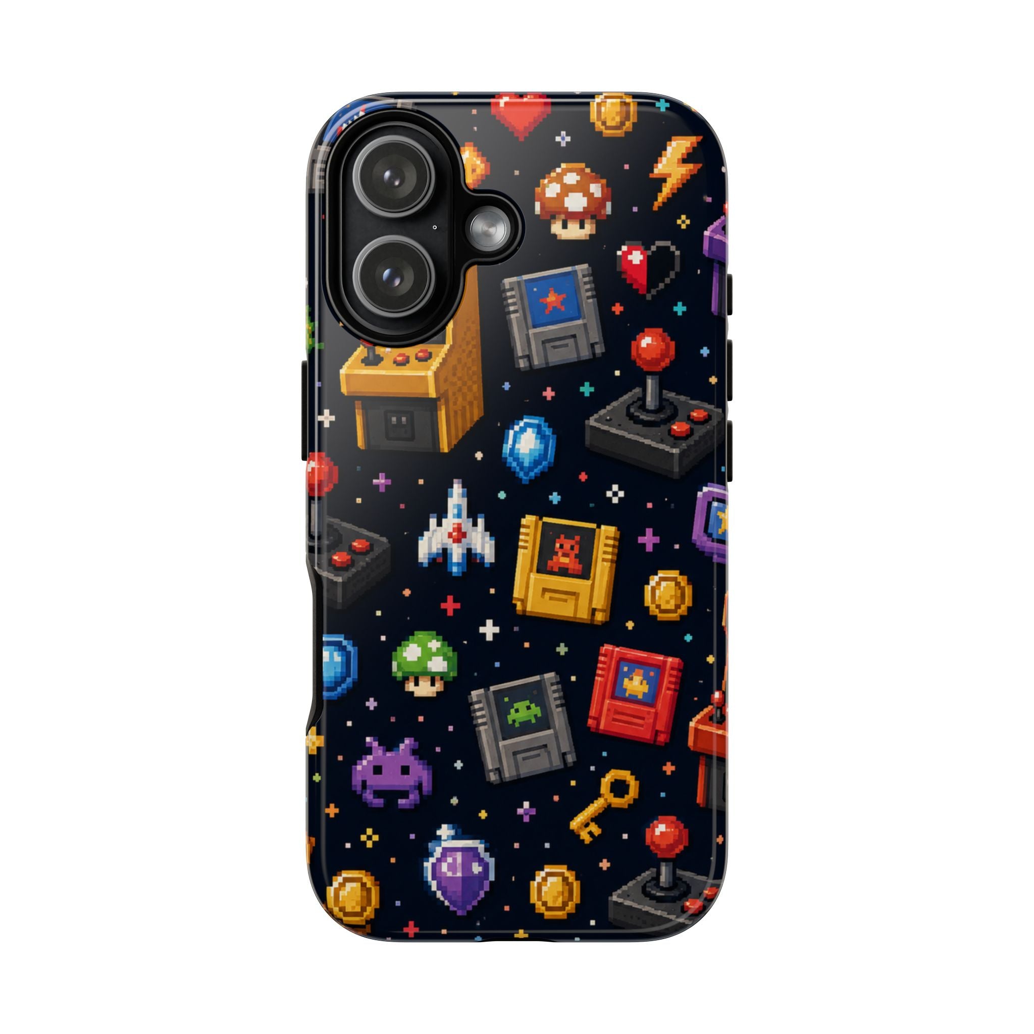 Retro Arcade Pixel Art Phone Case — Gamer Icons Pattern