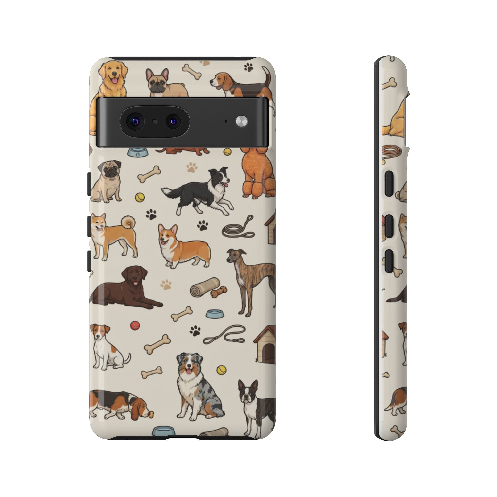 Dog Pattern Tough Phone Case — Cute Breed Collage Protective Cover