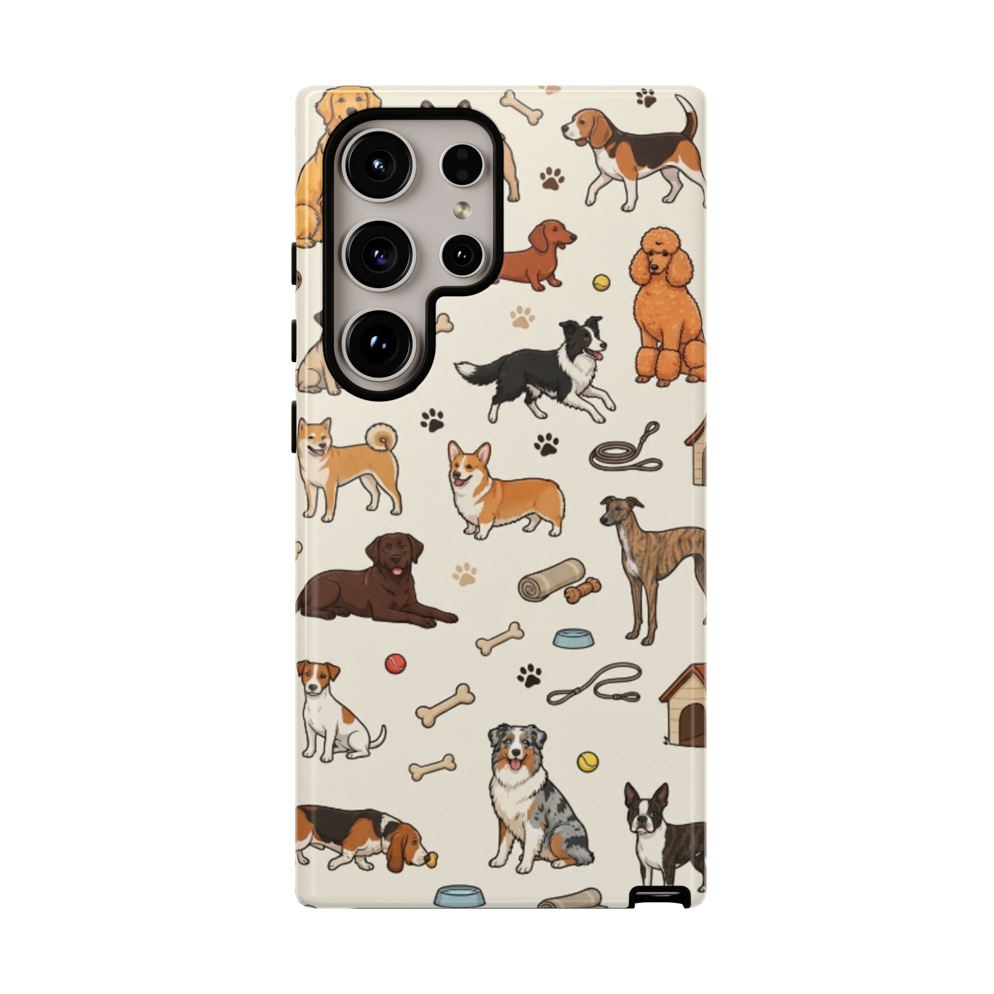 Dog Pattern Tough Phone Case — Cute Breed Collage Protective Cover
