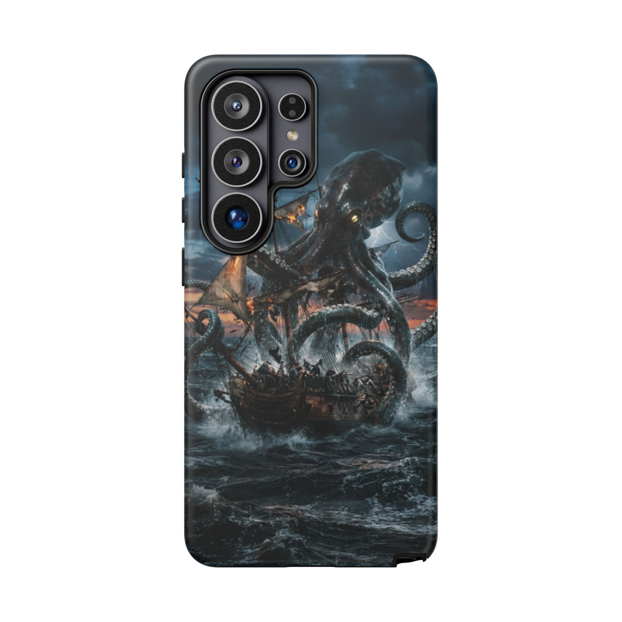 Kraken Sea Battle Phone Case — Ocean Monster Shipwreck Design