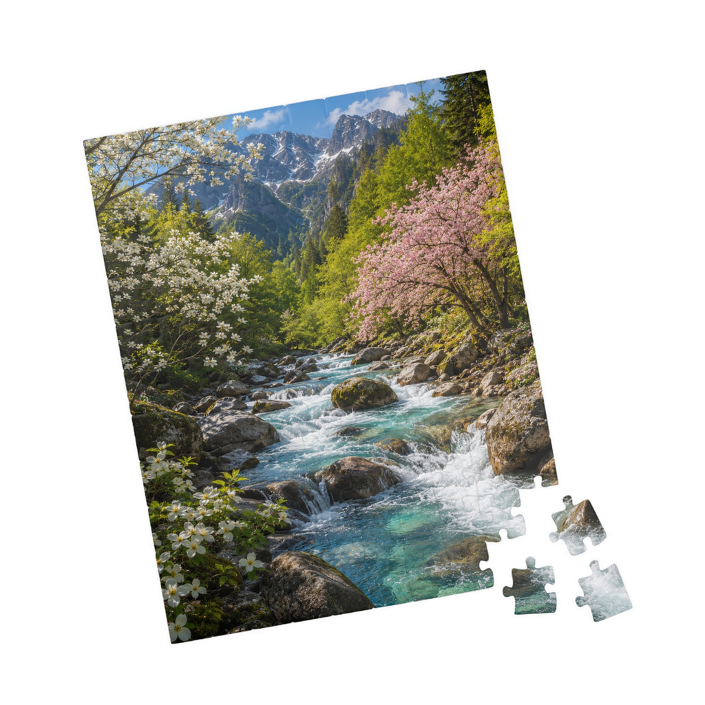 Mountain Spring River Puzzle — Scenic Nature Jigsaw (110/252/520/1014 pcs)