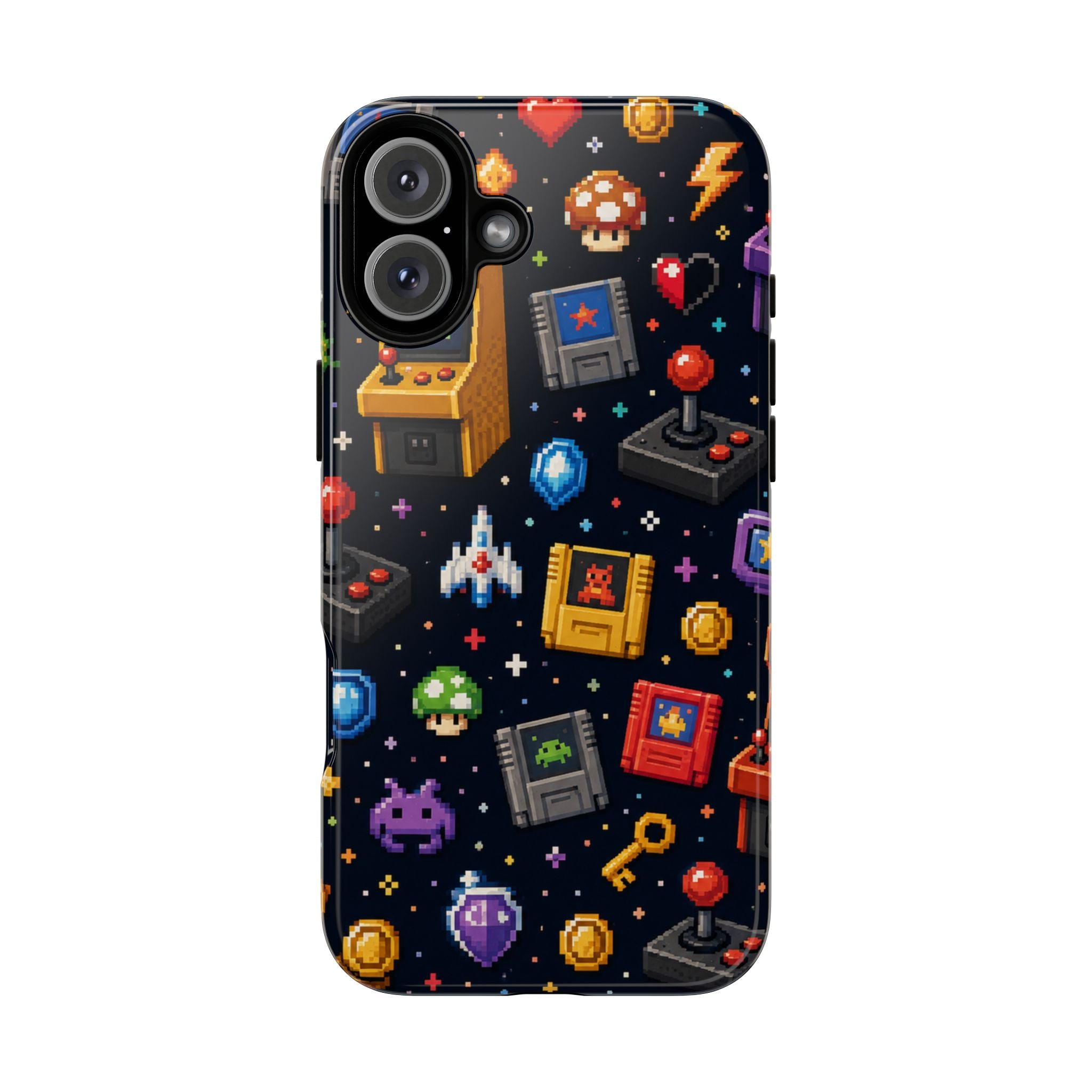 Retro Arcade Pixel Art Phone Case — Gamer Icons Pattern
